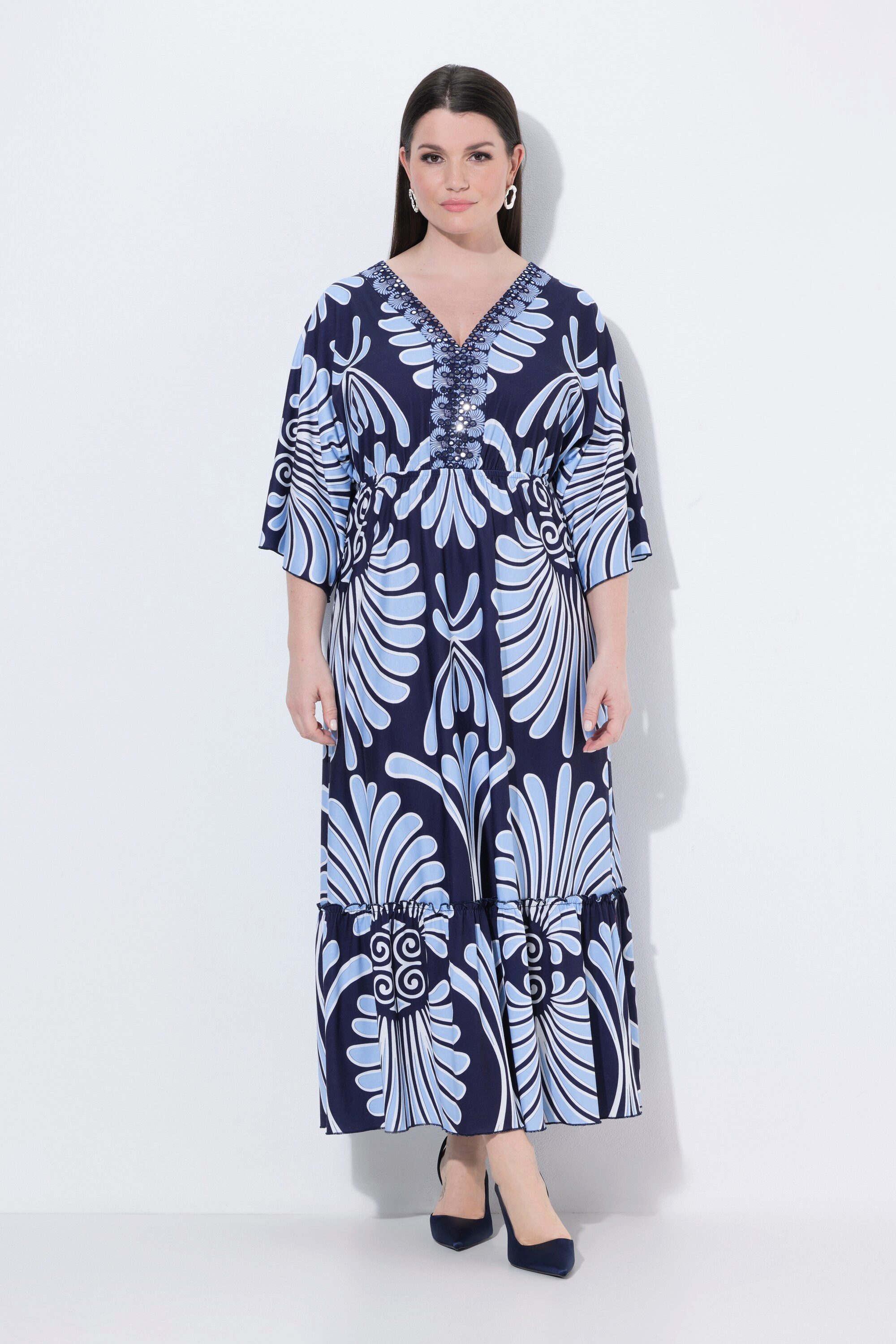 Jerseykleid Maxikleid Cotton Touch V-Ausschnitt Dolman-Ärmel