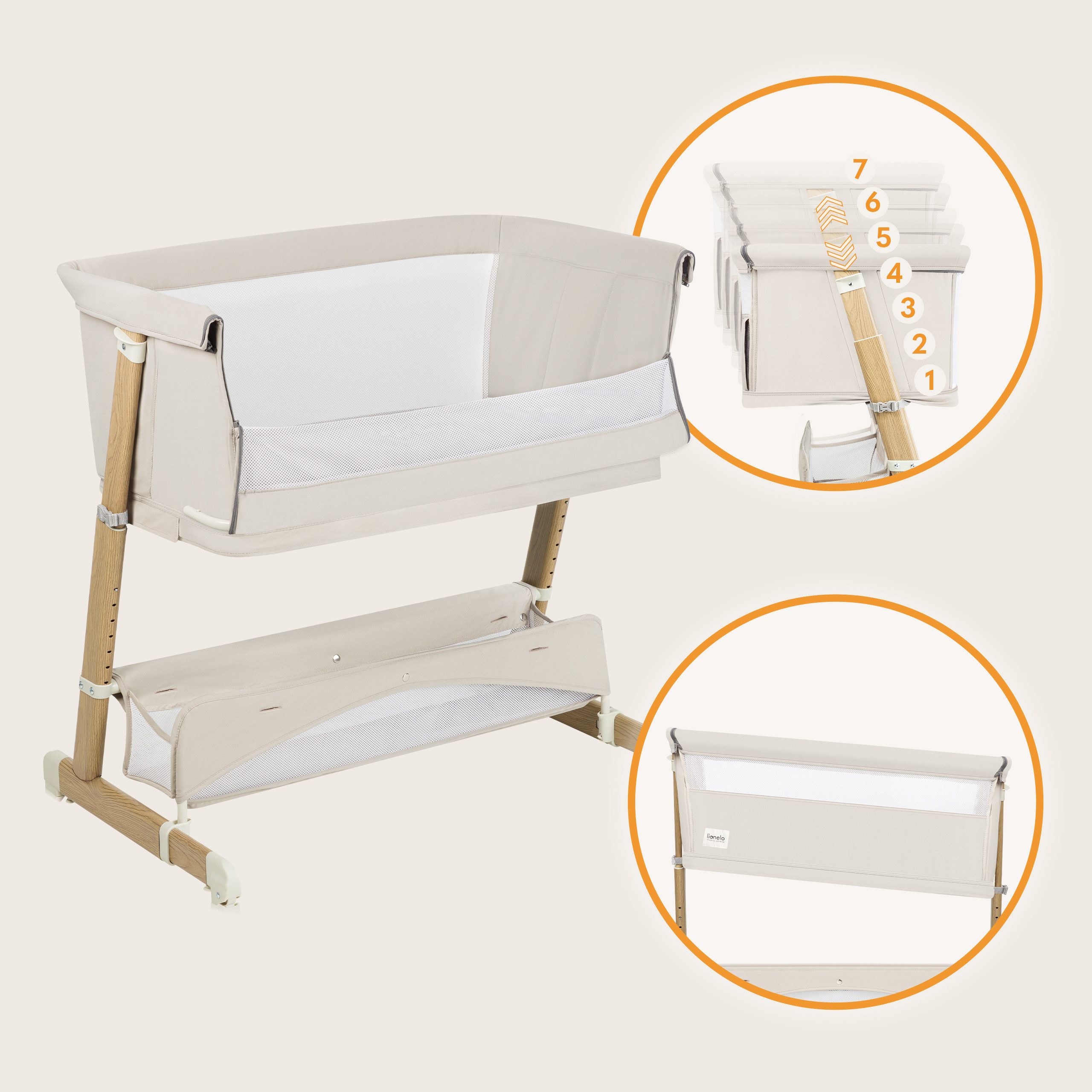 lionelo Baby-Reisebett THOMI PLUS, 5-in-1-Bett/Sofa/7 Verstellstufen/2 Rollen