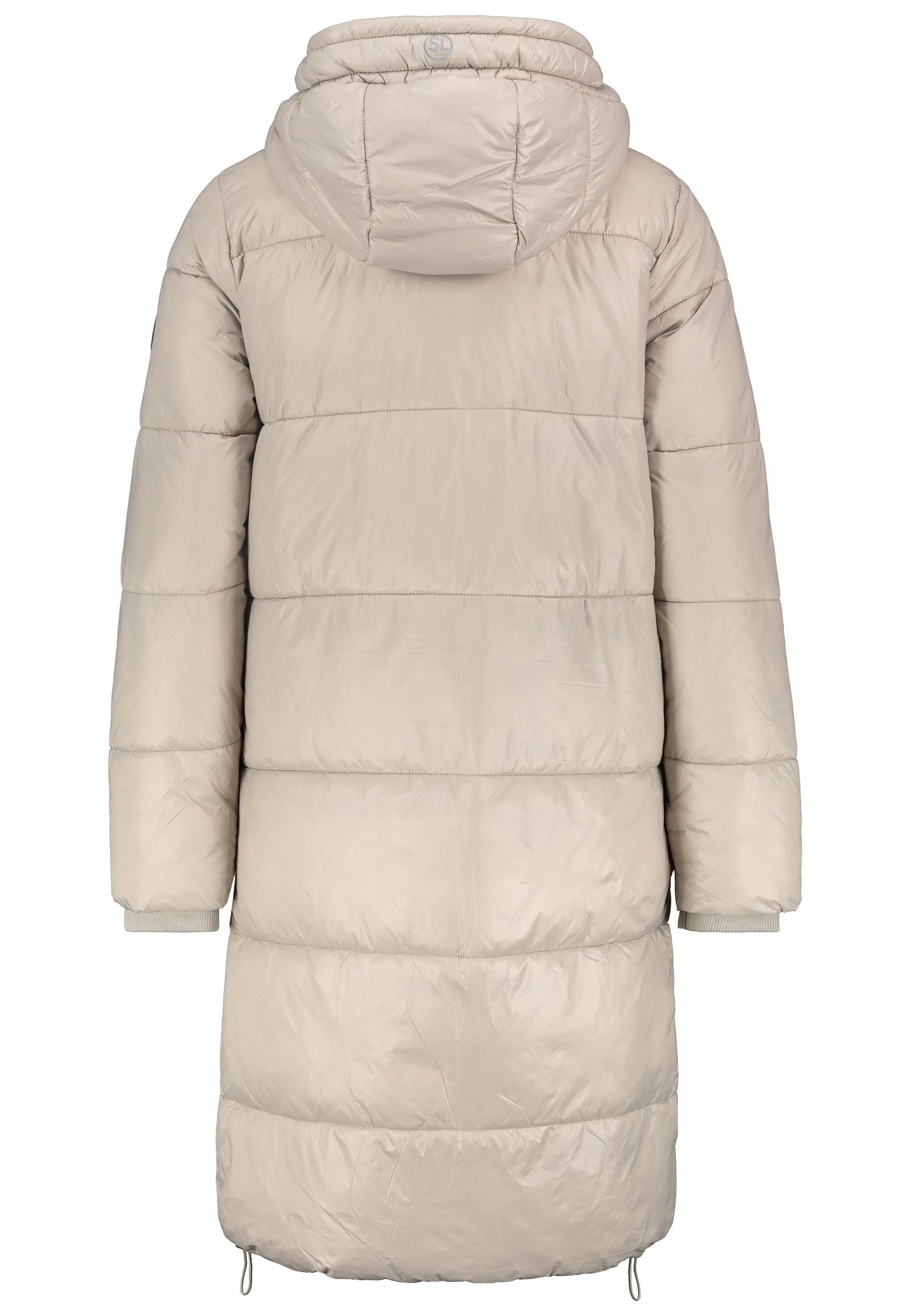 SUBLEVEL Wintermantel Langer Damen Steppmantel mit großer Kapuze