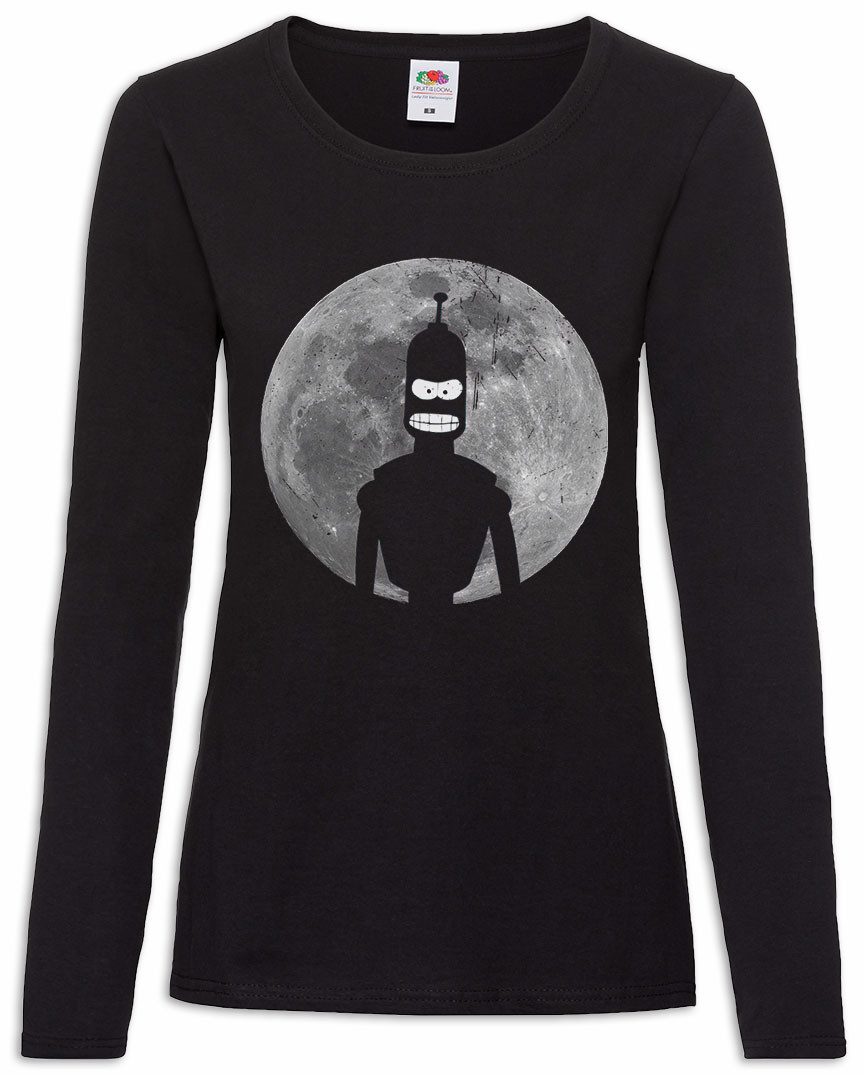 Langarmshirt Robot Moon II Damen Langarmshirt Mond Cartoon Robot Bender Comic
