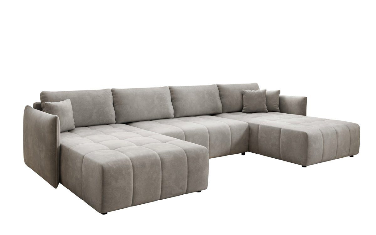 Luxusbetten24 Schlafsofa Designer Sofa Velaro U in Samt, mit Stauraum und Schlaffunktion