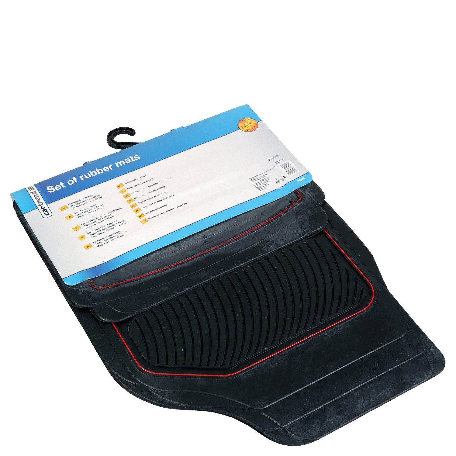 Cartrend Universal-Fußmatten Automatten Set Gummi 4-teilig Schwarz/Rot (4 St), für Universal Universell Universal, Universal Gummimatten Fußmatten Auto PKW KFZ Matten Gummifußmatten