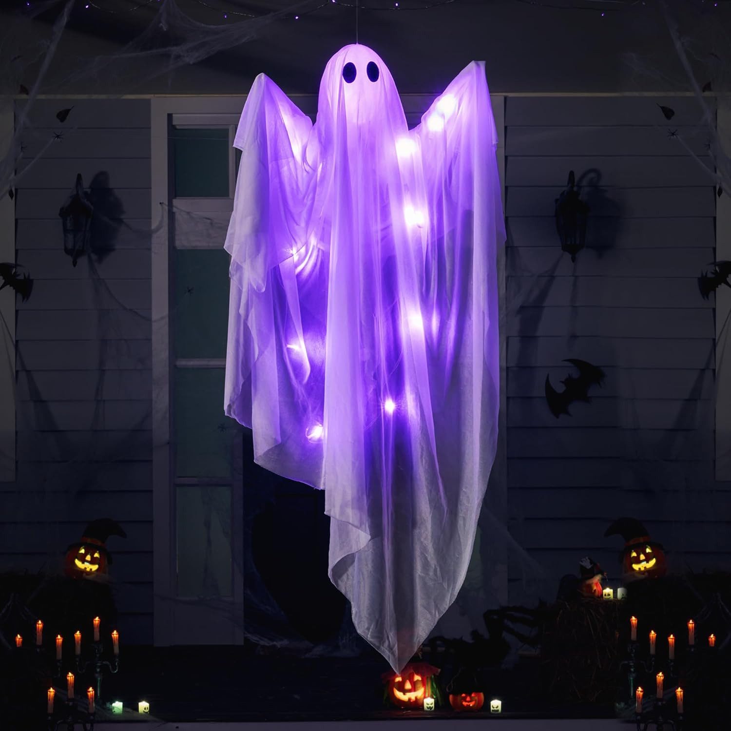 JOYIN Hängedekoration JOYIN 119cm Halloween fliegendes Gespenst, violett LED, Garten