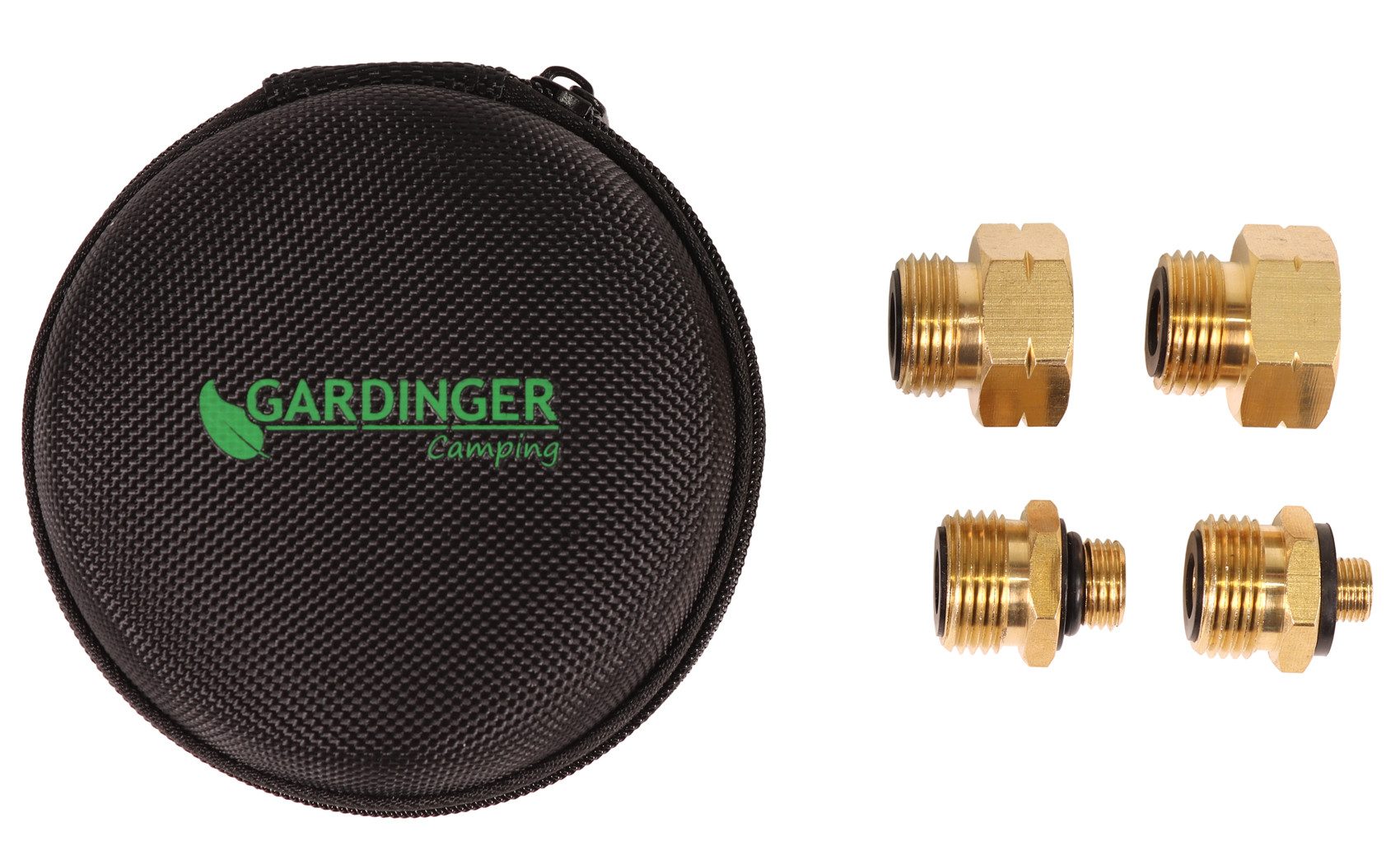 GARDINGER Propanflaschenadapterset Europa 4-teilig in Polsterbox für dt.Regler Adapter W 21,8 x 1/14 "links Außengewinde, M 14 x 1,5 Innengewinde, W 20 x 1/14" links Außengewinde, je 1x M 10 x 1 Innengewinde, zum Verbinden von deutschem Propanregler an europäische Gasflaschen