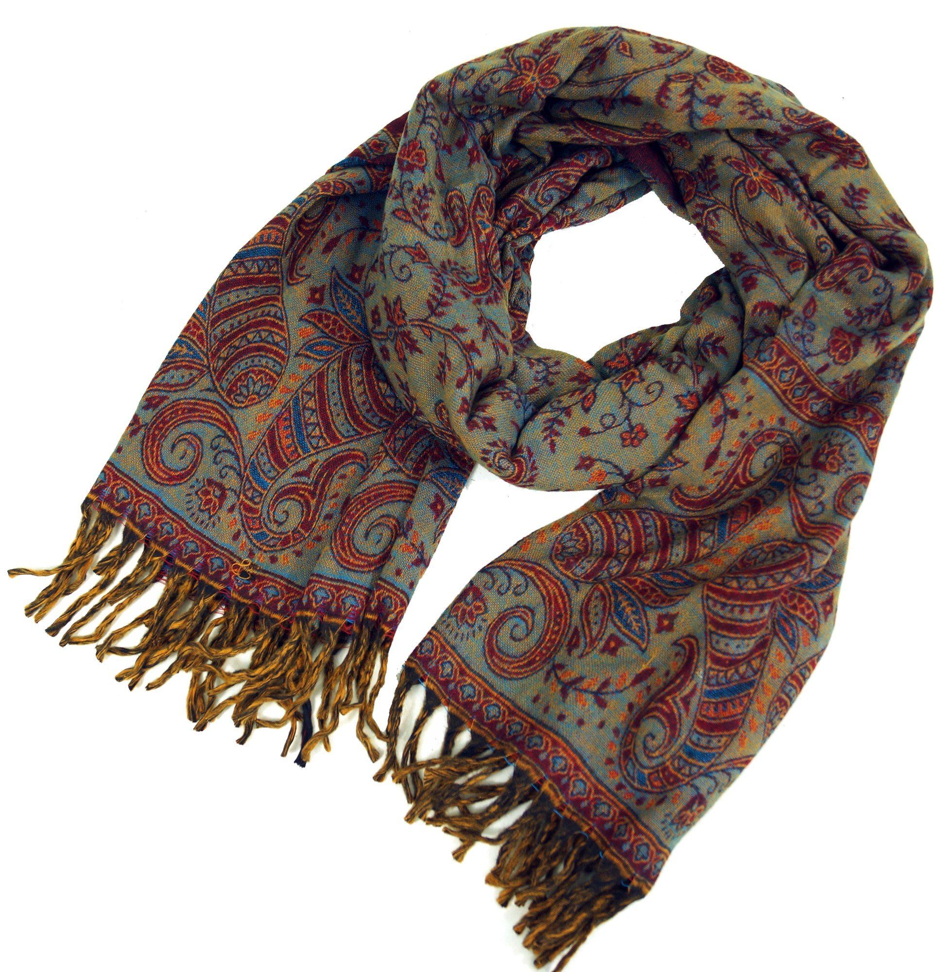 Guru-Shop Halstuch Weicher Schal Stola mit Paisley Muster - weinrot – Bild 4 von 4