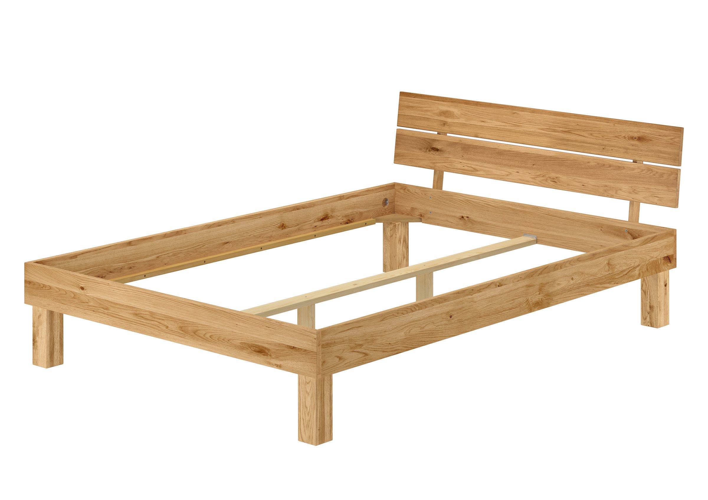 ERST-HOLZ Massivholzbett Überlanges Einzelbett Doppelbett Massivholzbett Eiche Geölt, Eiche geölt