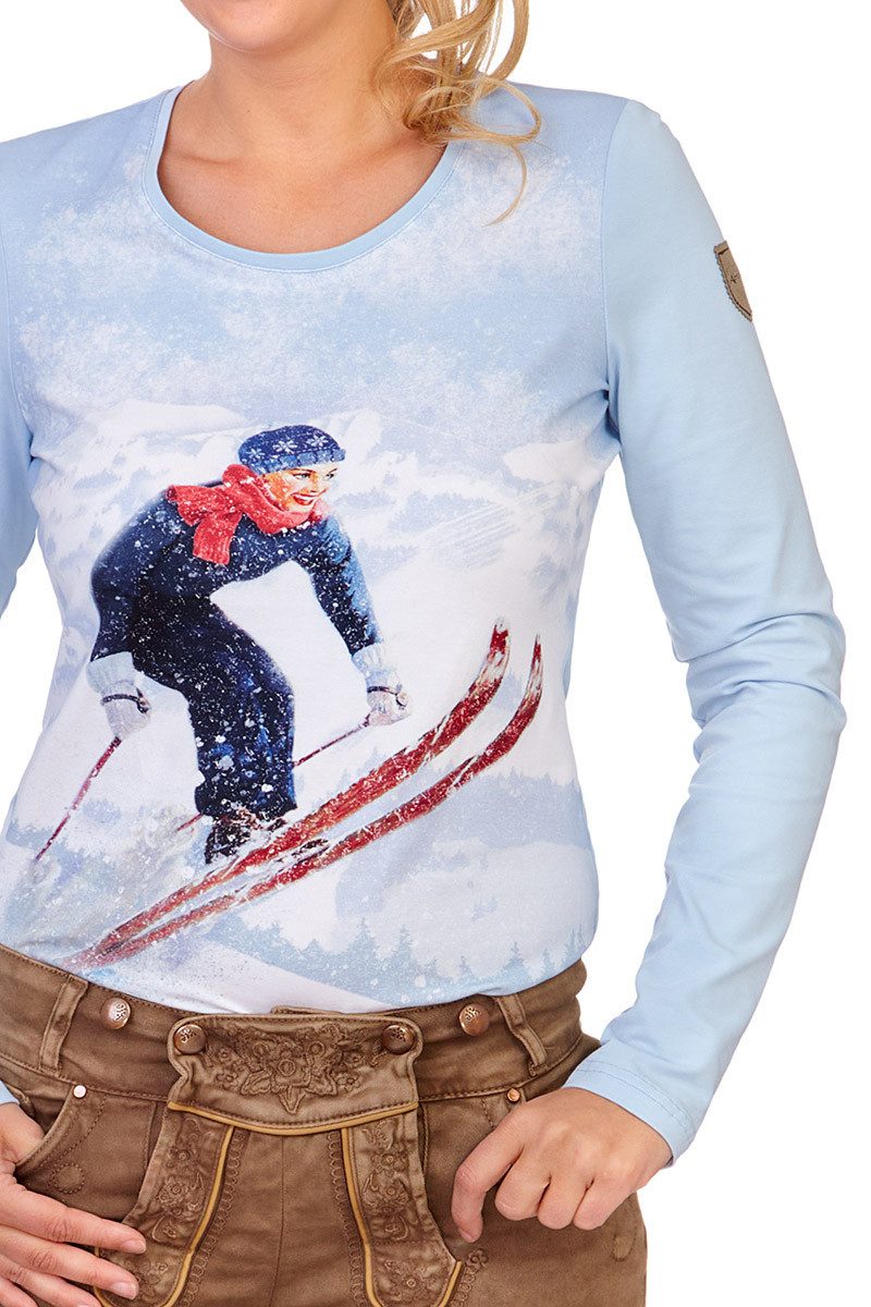 Almgwand Trachtenshirt Longsleeve Damen - GRILLHOFALM - hellblau