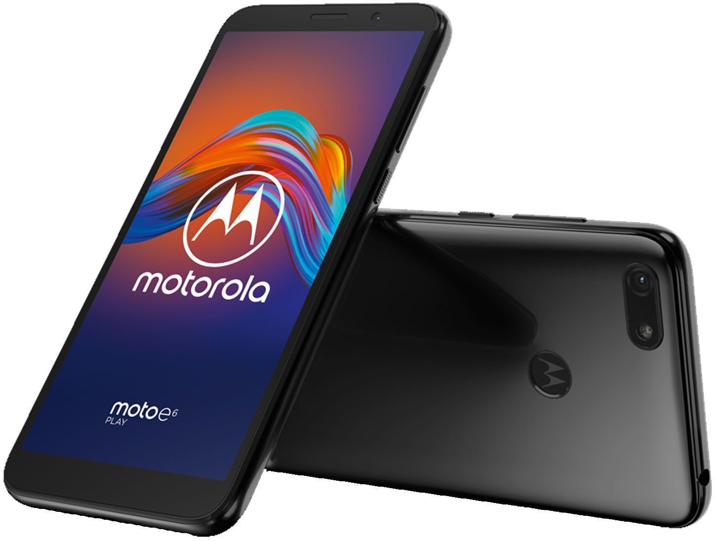 Motorola Moto E6 Play XT2029-2 32GB Steel Black + Kitsound Boomcube Smartphone (13,97 cm/5,5 Zoll, 32 GB Speicherplatz, 13 MP Kamera, Fingerabdrucksensor,Face-Unlock)