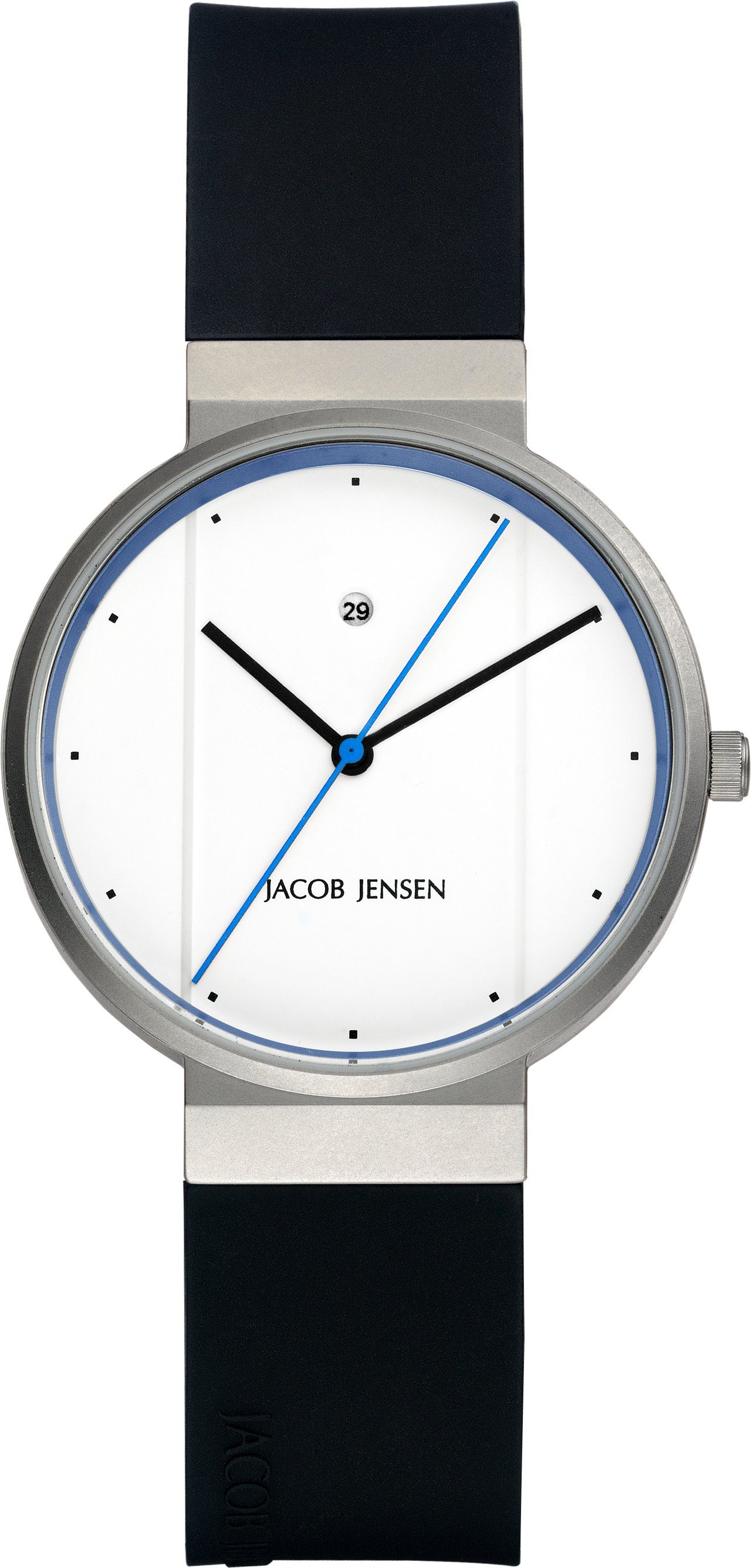 Jacob Jensen Quarzuhr Designuhr Edelstahl Kautschukband NEW LINE ⌀35mm