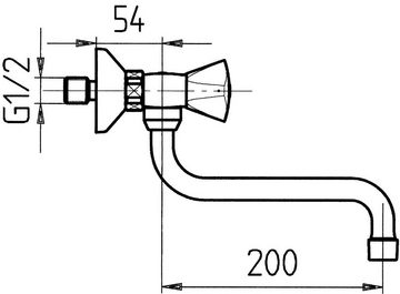 aquaSu Spültischarmatur Standard (Wasserhahn Küche, Küchenarmatur) Zweigriffmischer, Wandmontage Aufputz, Hochdruck, Chrom, 063845