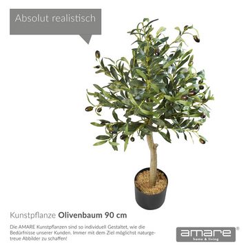 Kunstbaum Dekopflanze Kunstpflanze Olivenbaum 90 cm Olivenbaum, Amare home, Höhe 90 cm