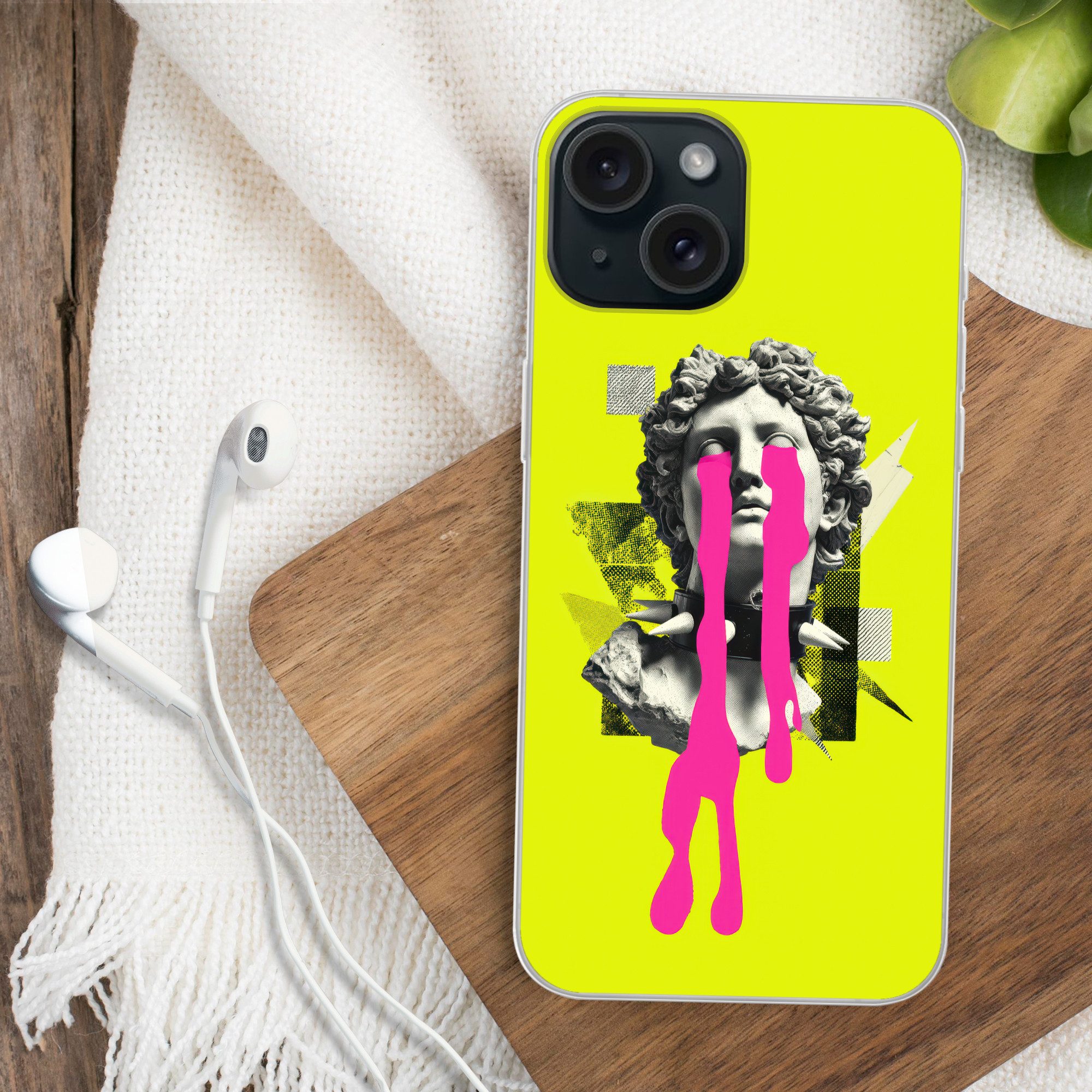 MuchoWow Handyhülle für Apple iPhone 15 Büste - Farbe - Gelb, Smartphone-Bumper, Print, Handy Schutzhülle Dünn