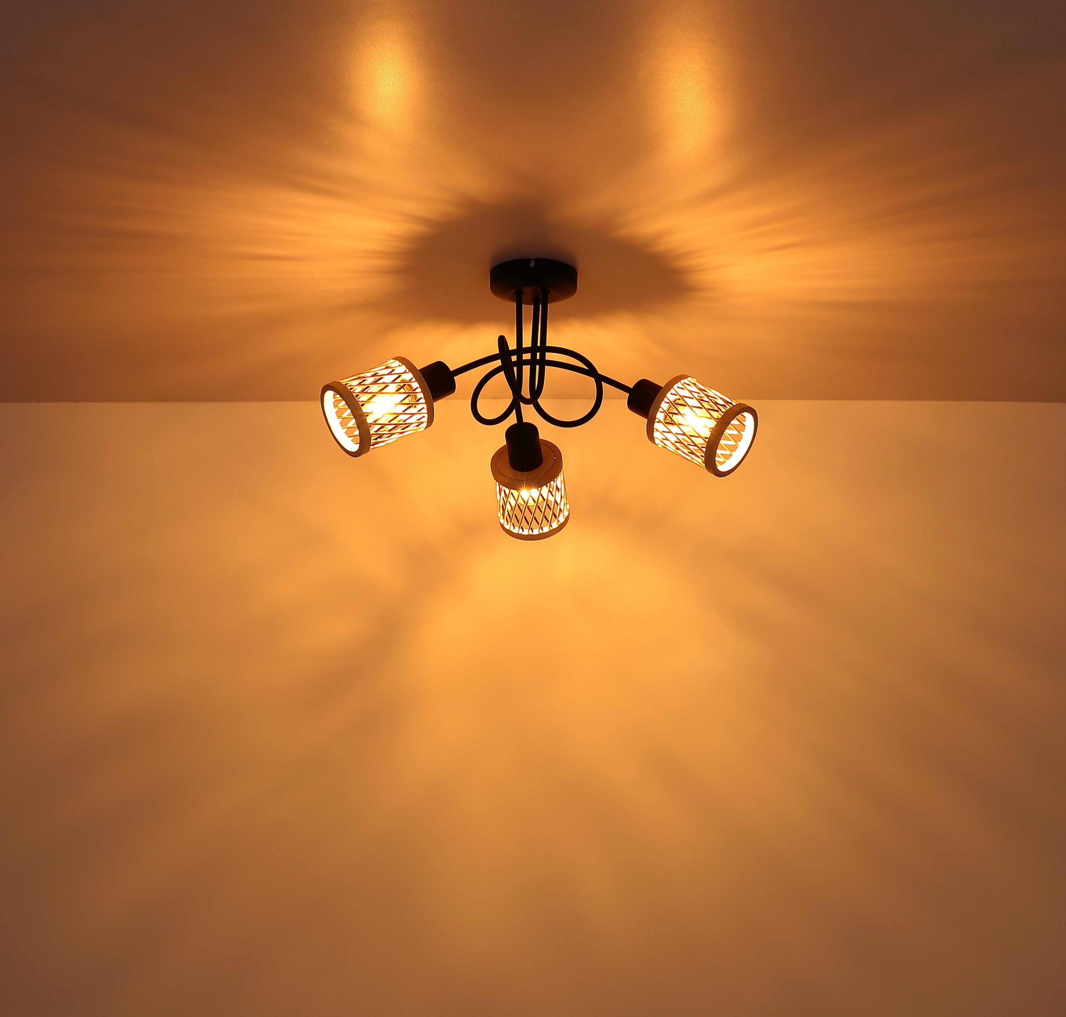 NOWA LED Deckenleuchte MALI, ohne Leuchtmittel, Deckenlampe schwarz Bambus günstig online kaufen