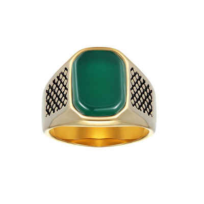 Karisma Fingerring Karisma Männer Gold Edelstahl 316L Männer Ring -, Grüner Stein - RHC4001 Herrenschmuck