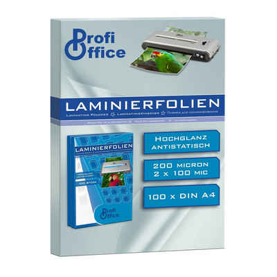 ProfiOffice Schutzfolie 100 ProfiOffice Laminierfolien, A4, 100 mic, glossy-transparent