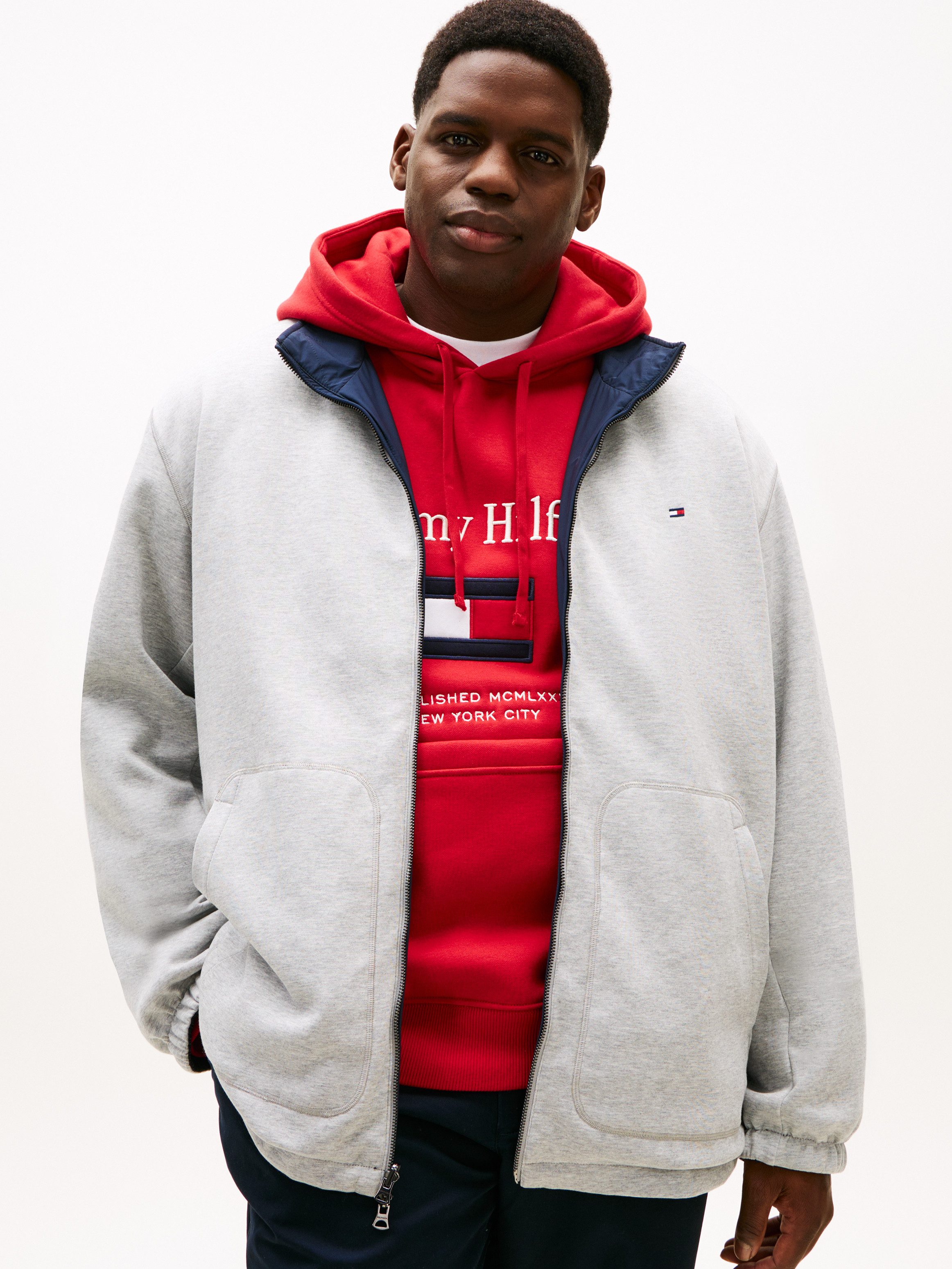 Tommy Hilfiger Big & Tall Wendejacke BT-LW REVERSIBLE JACKET beidseitig tragbar, Große Größen, Stehkragen