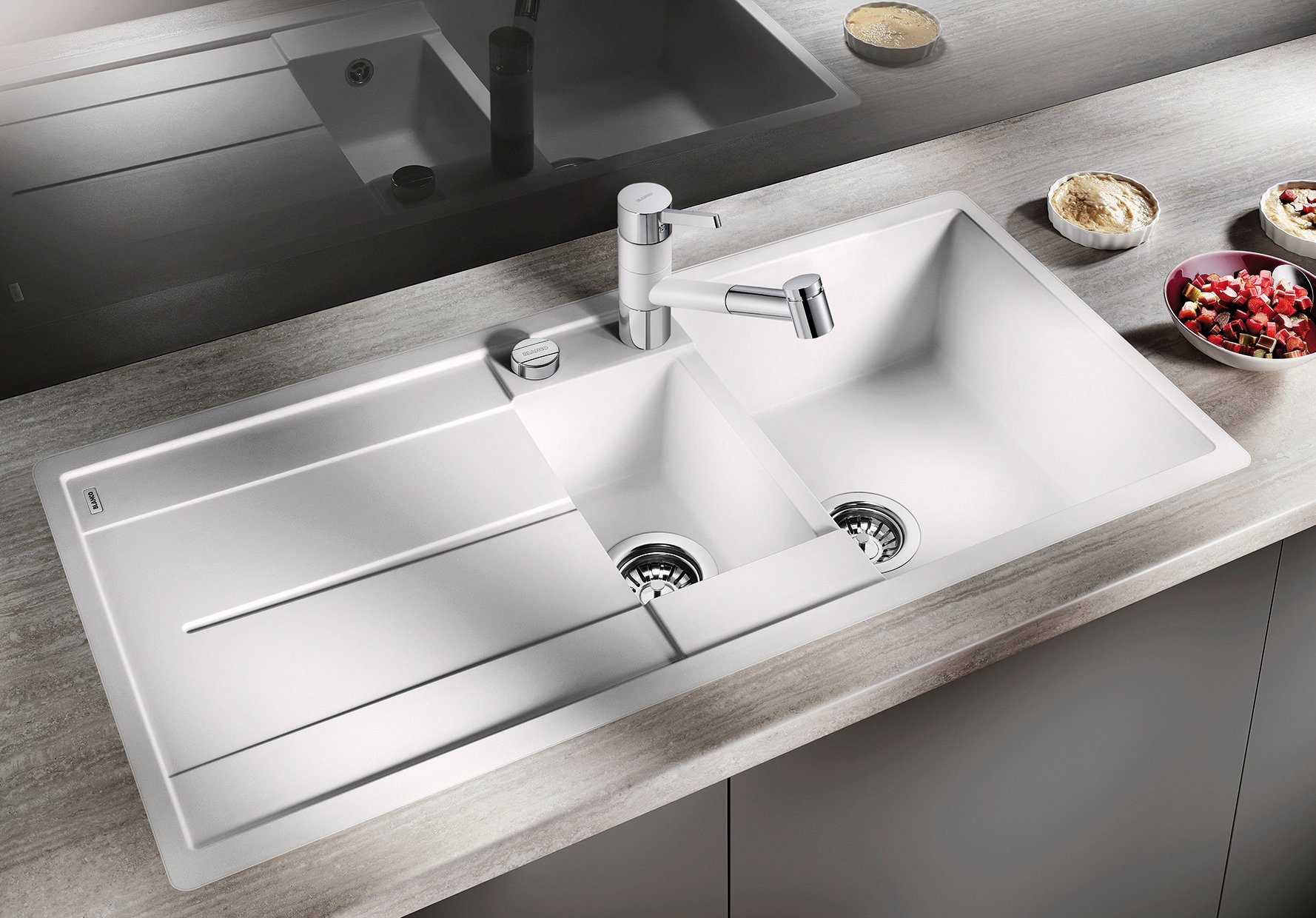 Blanco Granitspüle METRA 6 S-F, eckig, 49/99 cm, (1 St), erhältlich in mehreren Farben, inklusive Multifunktionsschale