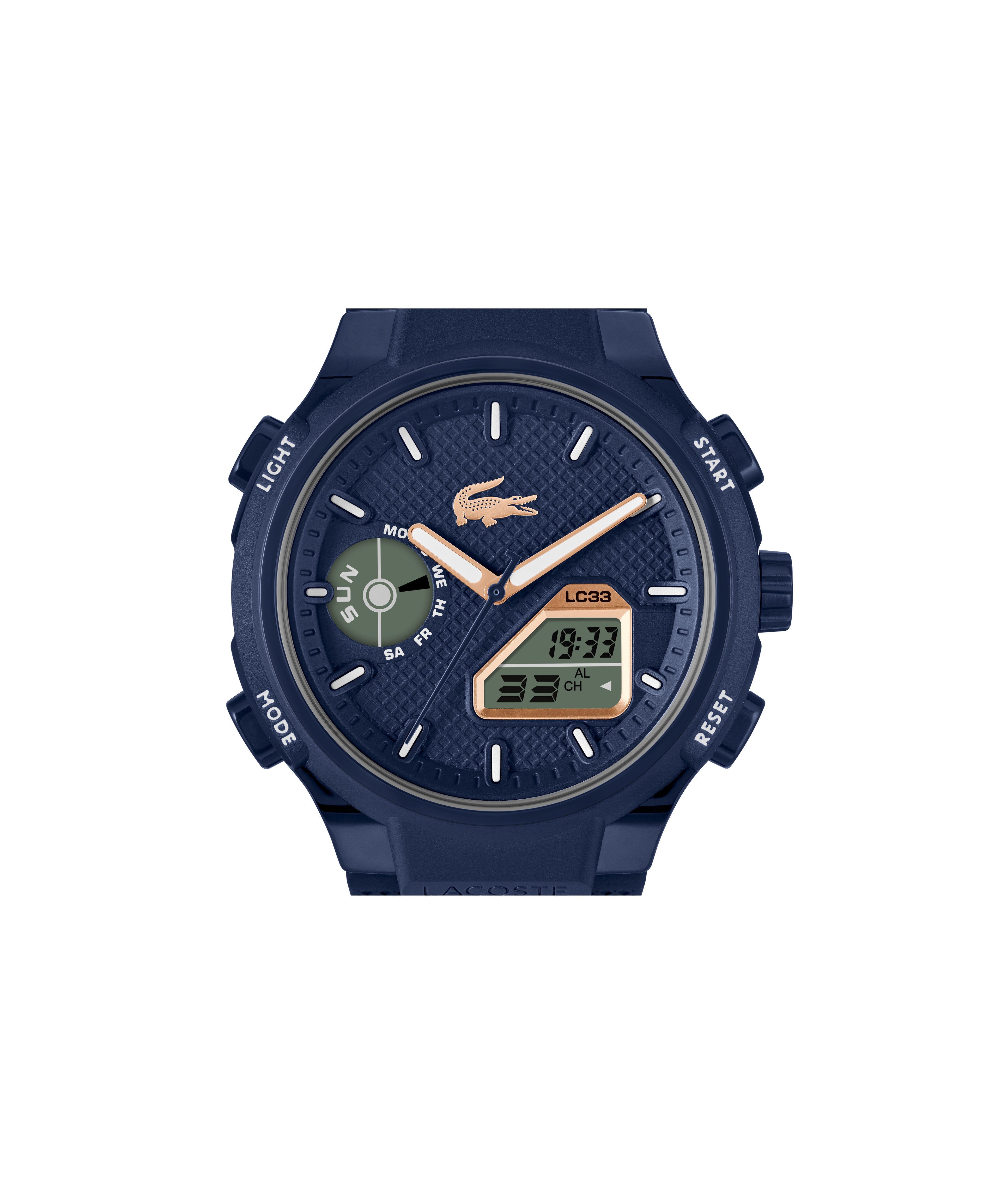 Lacoste Chronograph LC33 2011434, Quarzuhr, Armbanduhr, Herrenuhr, Silikonarmband, analog, digital, Tag