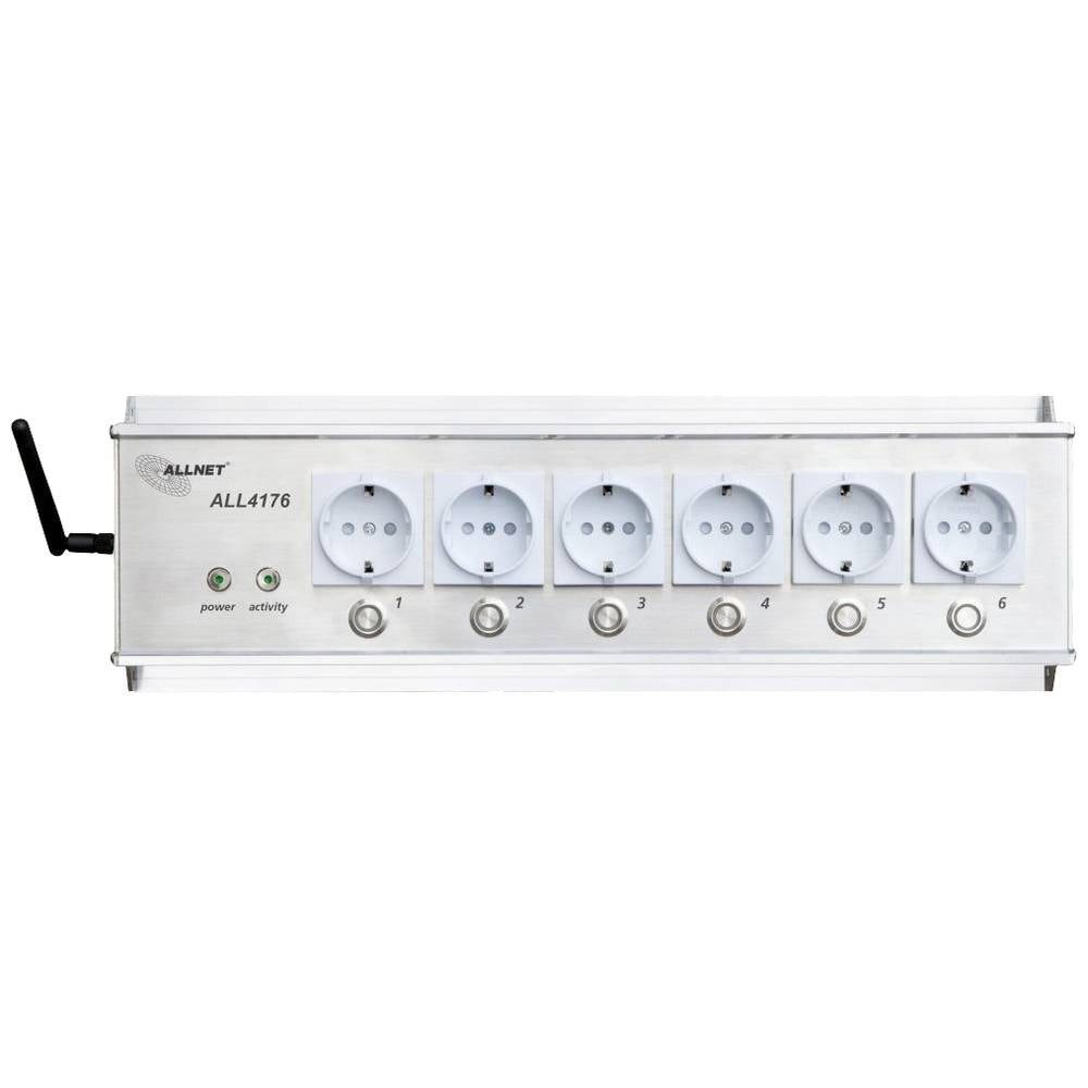 Allnet Schaltsteckdosenleiste 6-fach für IP Gebäude Automation 221638 Steckdosenleiste, einzeln schaltbar, mit Licht, mit Schalter, mit USB, per Browser steue
