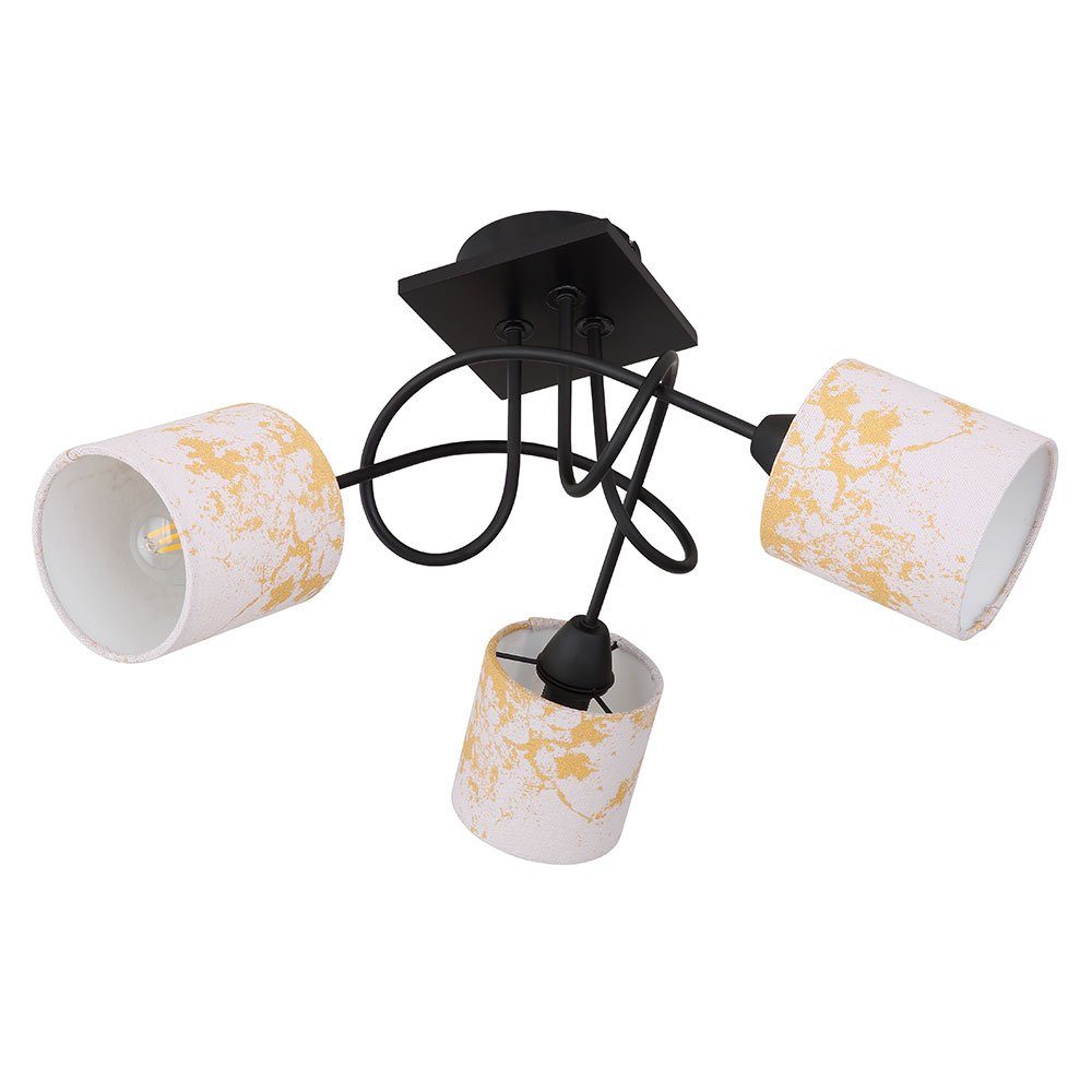 GLOBO LIGHTING Deckenspot, Leuchtmittel nicht inklusive, Deckenleuchte Wohnzimmerlampe Metall Textil schwarz 3 Flammig D 46 cm