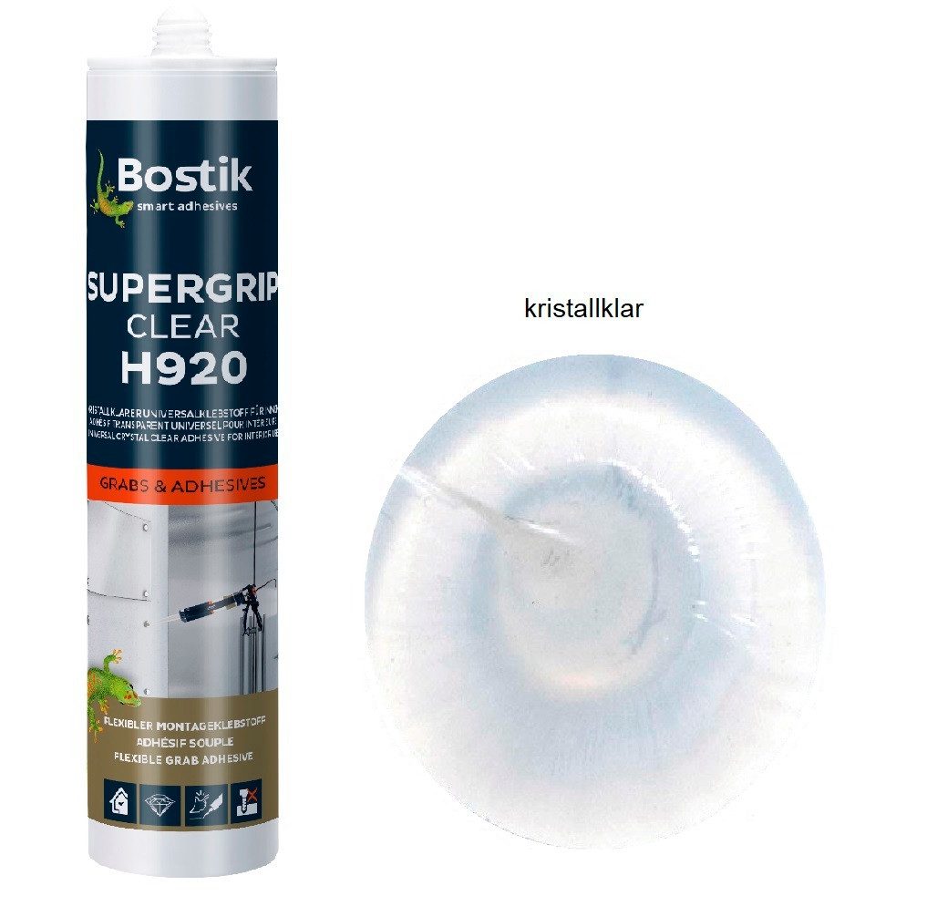 BOSTIK Klebstoff Bostik H920 Supergrip Clear Hybrid Kleber 300g Kartusche kristallklar