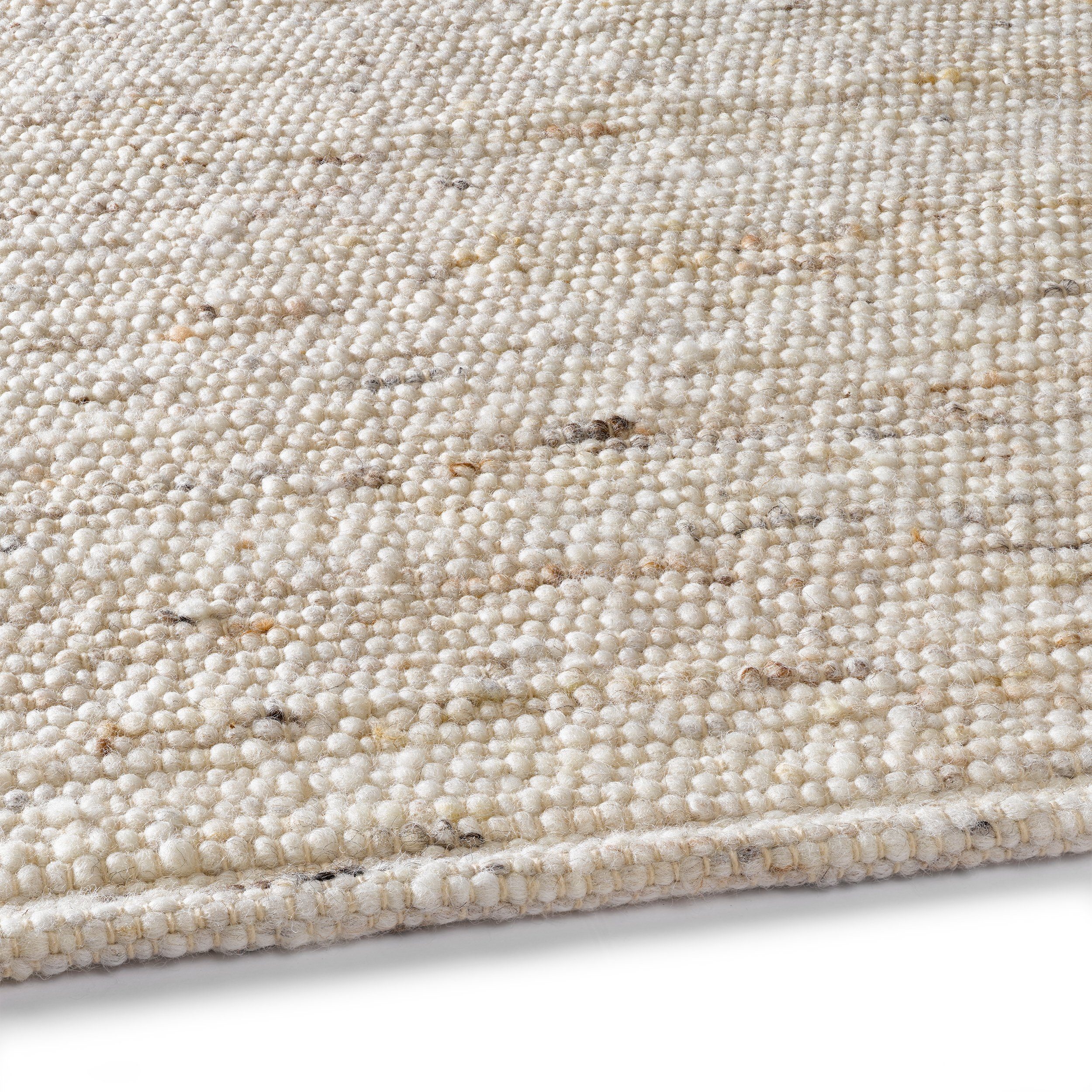 TaCa Home Wollteppich Wollteppich frei von Mottenschutzmitteln, rechteckig, Höhe: 10 mm, nachhaltige Schurwolle Wohnzimmer Schlafzimmer, Natur - 70 x 130 cm