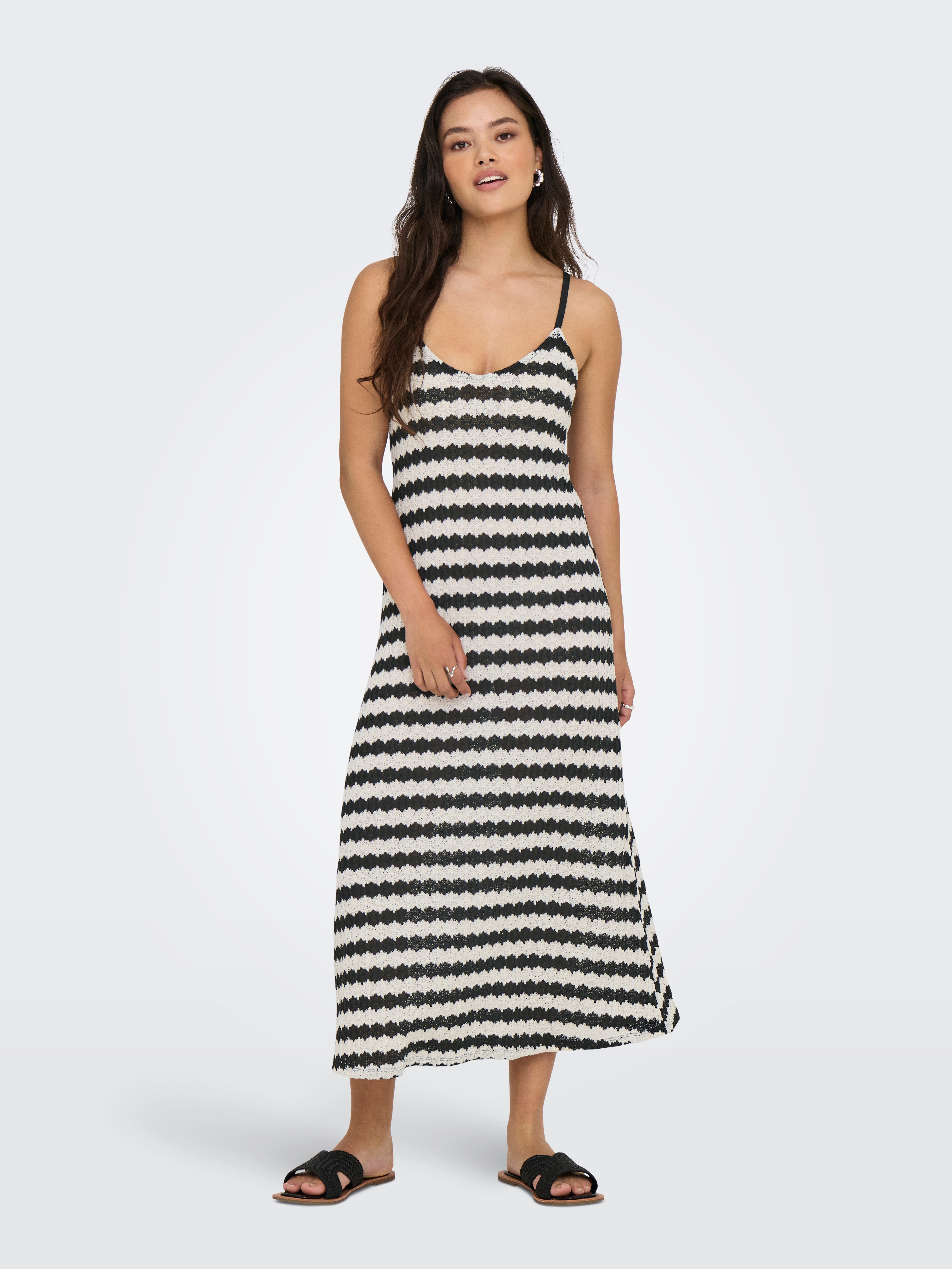 ONLY Trägerkleid ONLEVARA S/L STRIPE DRESS JRS NOOS Materialmix, regular fit