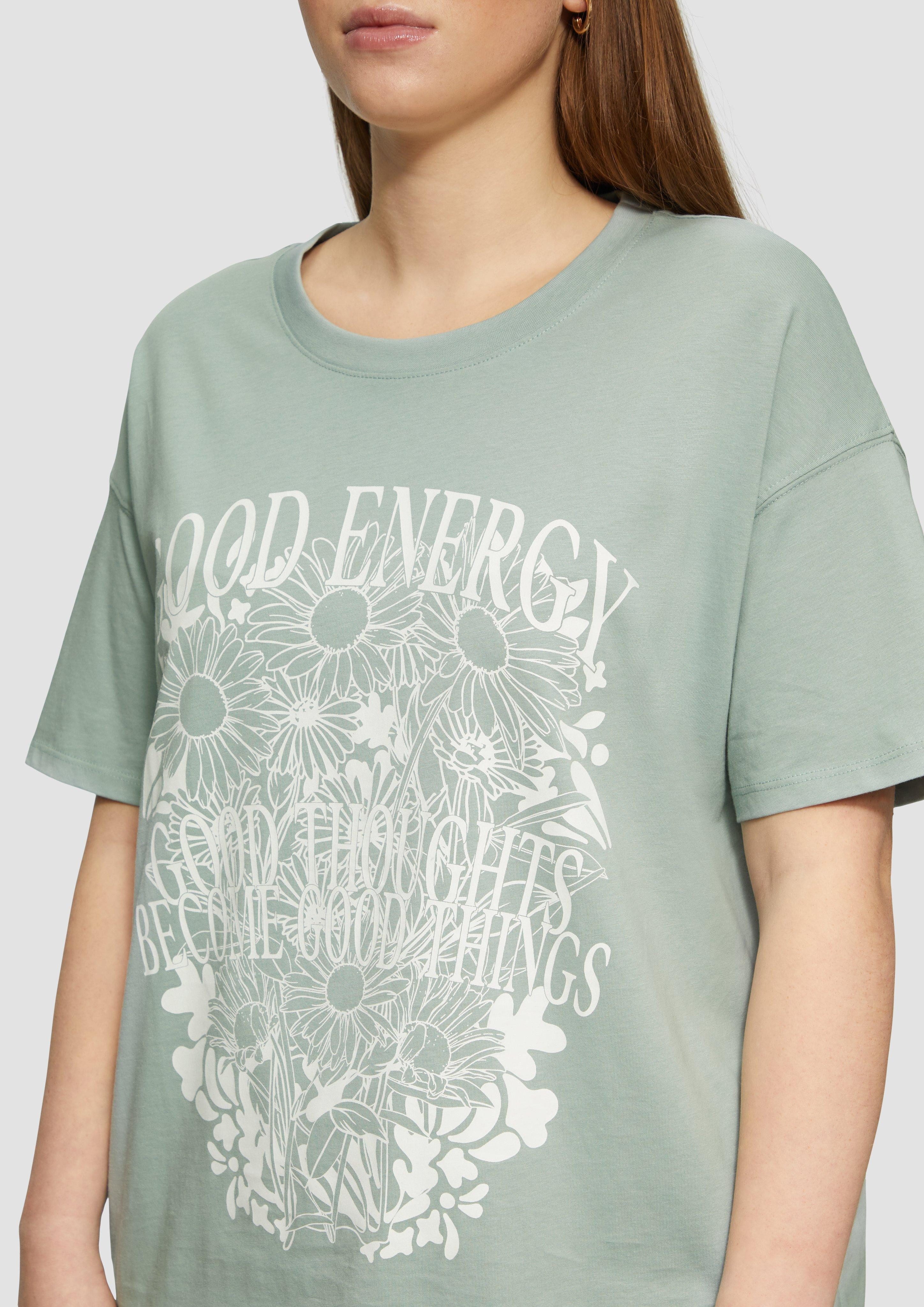 QS Kurzarmshirt Baumwollshirt mit Frontprint und günstig online kaufen