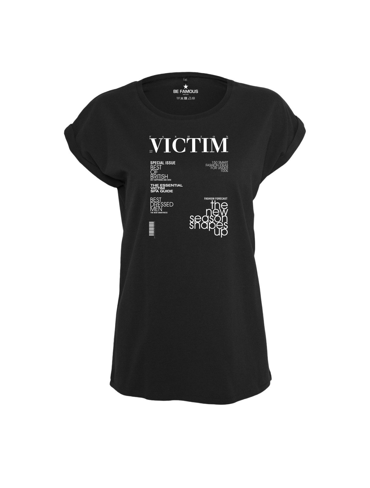 Be Famous Print-Shirt Classic Roll Up VICTIM (1-tlg., keine)