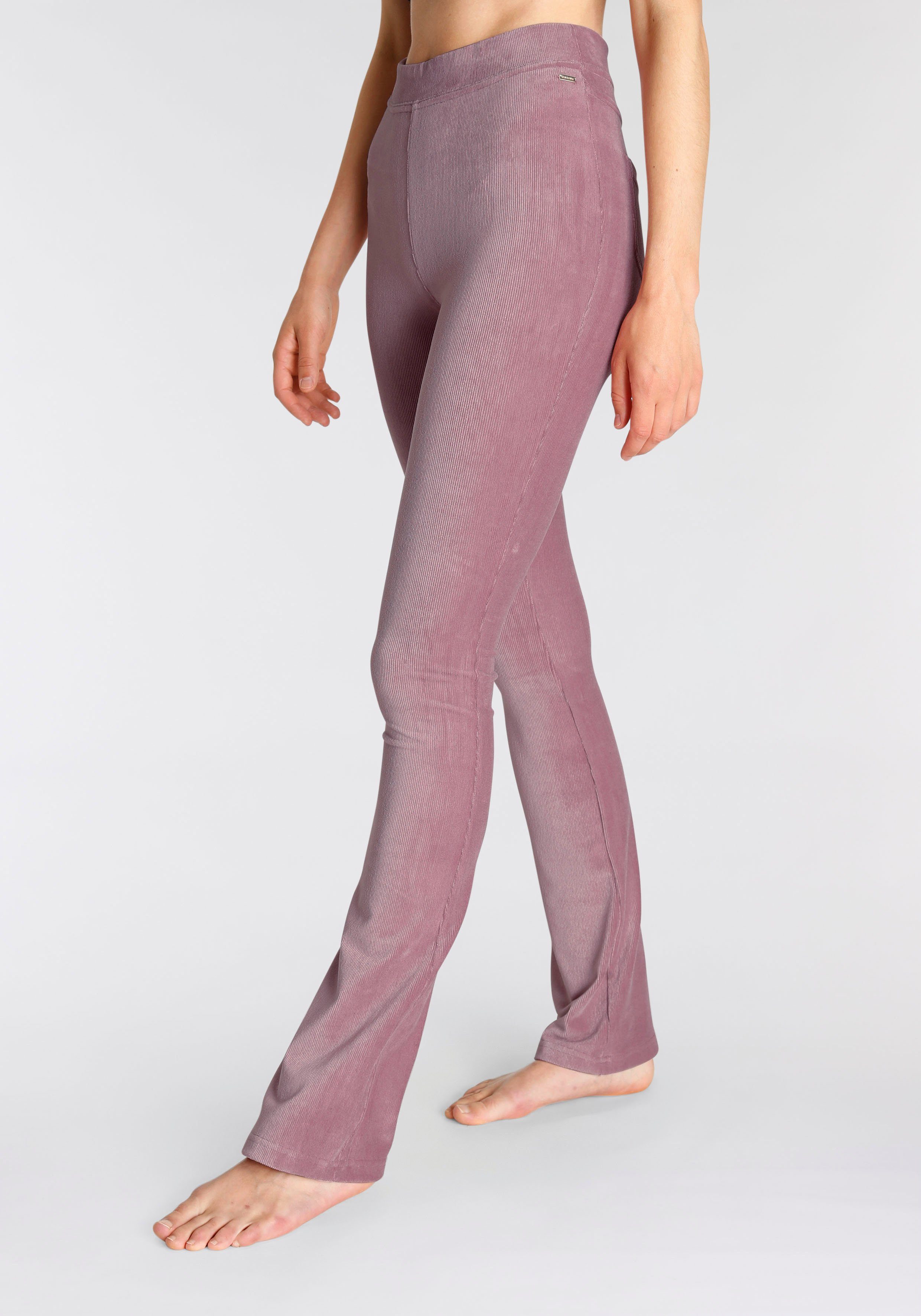 weichem Jazzpants aus Cord-Optik, Material in rosa Loungewear LASCANA