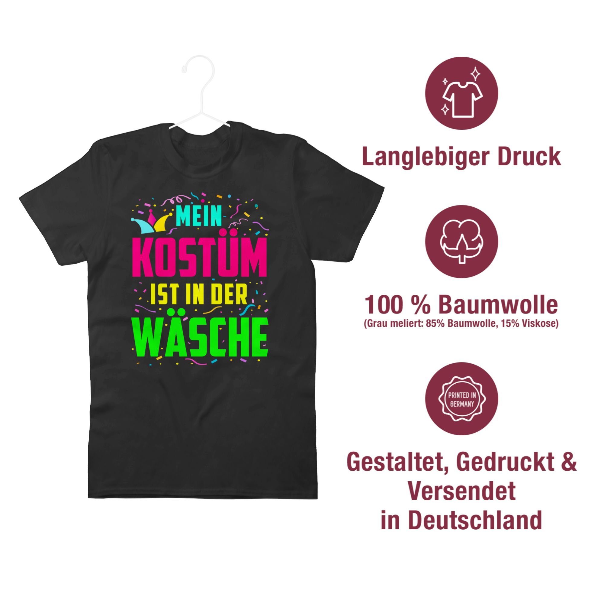 Shirtracer T-Shirt Mein & der zu Karneval 01 Wäsche in Schwarz ist Kostüm Fasching