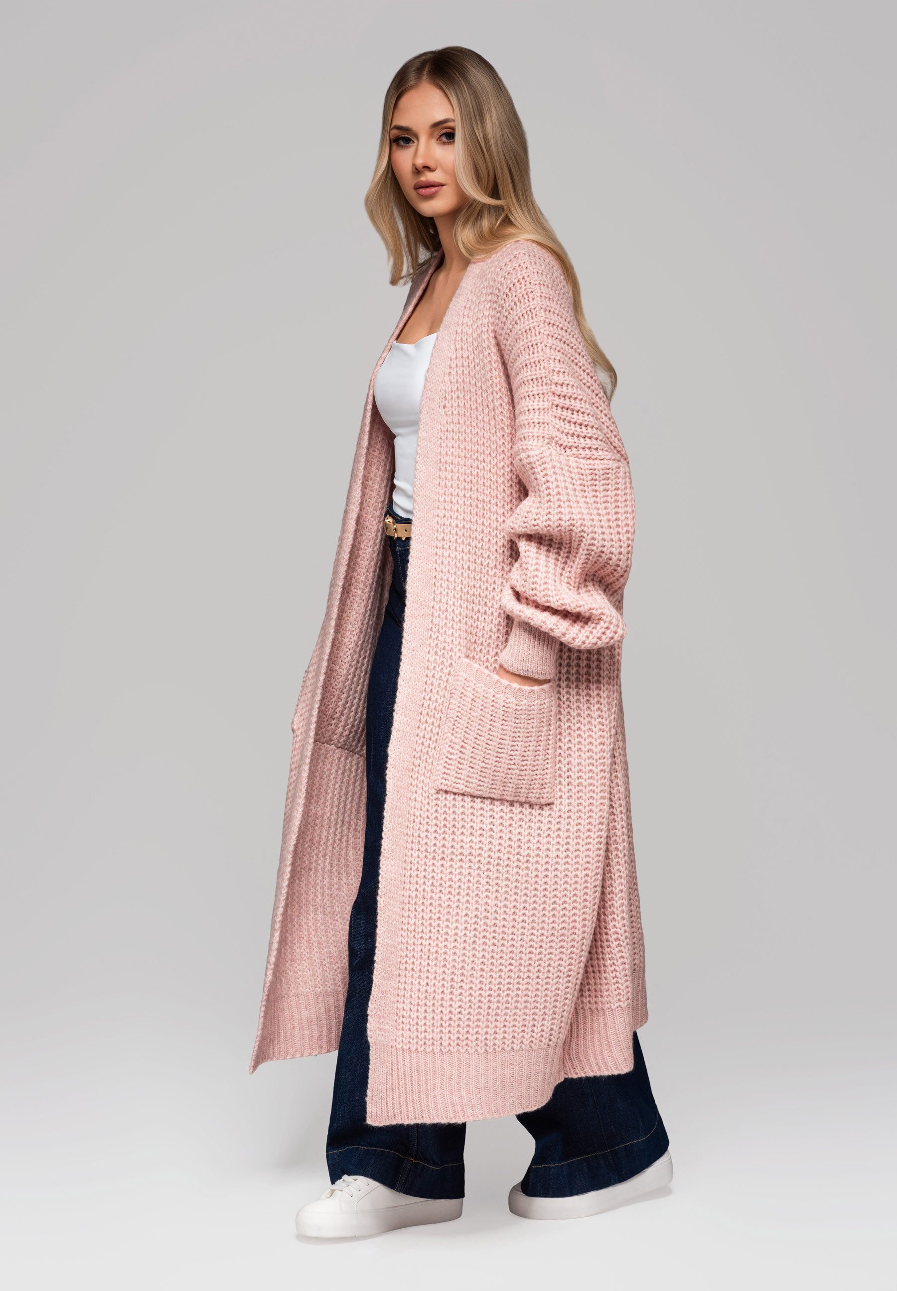 OMBRE Strickpullover Langer Strick-Cardigan