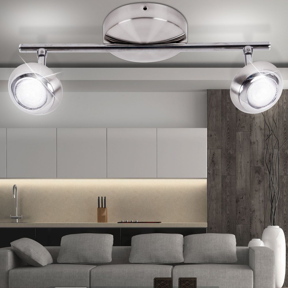 Spotlampe verbaut, Deckenleuchte, Warmweiß, LED-Leuchtmittel Wohnzimmerleuchte schwenkbar silber Deckenleuchte LED LED Philips fest