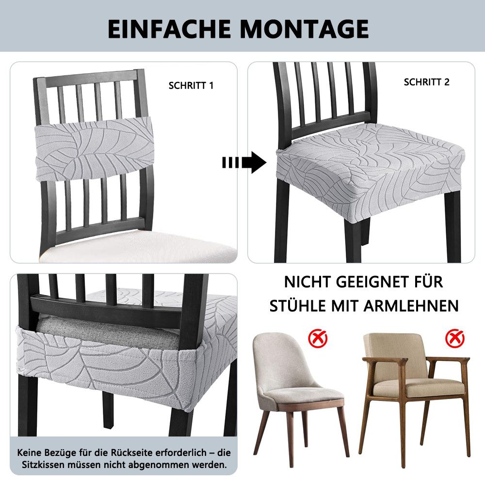 Agger Stuhlbezug Stuhlhussen Esszimmerstuhl Sitzbezug Stretch-Sitzbezüge Abnehmbar, Waschbar Stuhlhussen Sitzschutzbezug für Zuhause, Hotel, Bankett – Bild 2 von 5