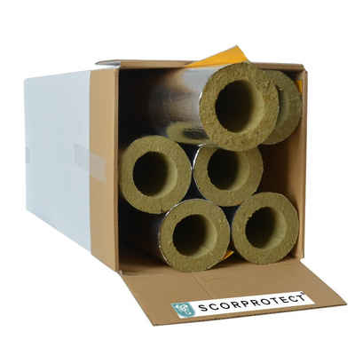 Scorprotect® Steinwolle »voller Karton Rohrschale Rohrisolierung Steinwolle alukaschiert 0.040 W/mK«, (6-St)