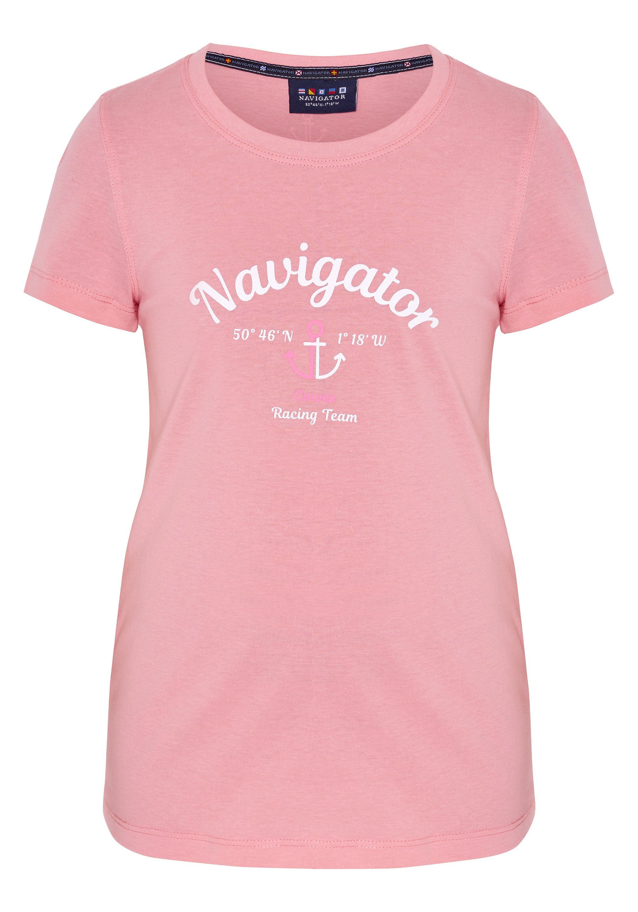 NAVIGATOR Print-Shirt aus weicher Sweatware, GOTS Neon Pastell Pink