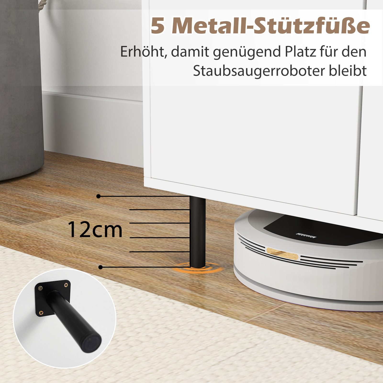 COSTWAY Sideboard Küchenschrank Anrichteschrank, mit verstellbaren Ablagen, 106cm – Bild 5 von 5