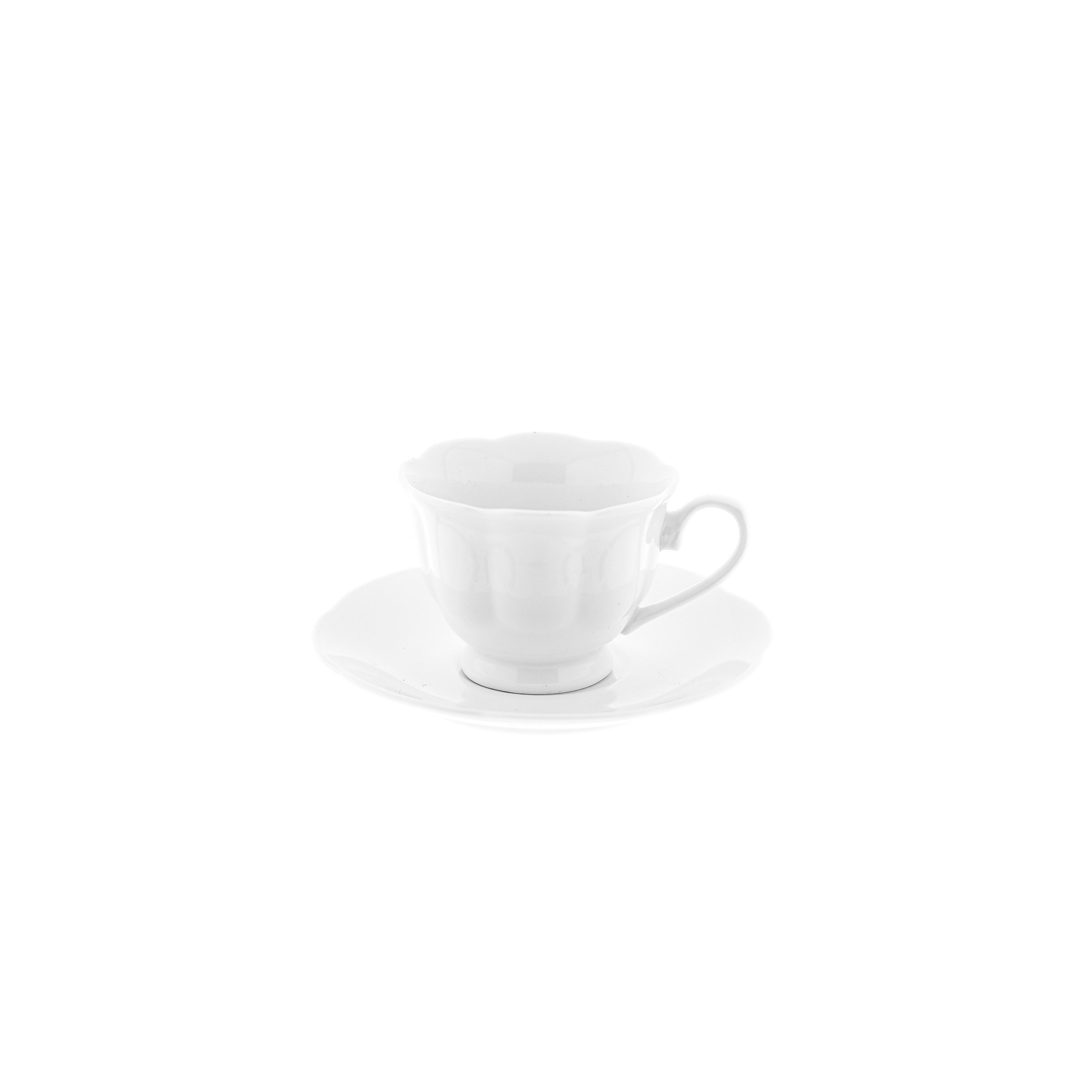 Mulex Kaffeeservice 12-teiliges Mokkatassen-Set aus hochwertigem Porzellan - 90 ml, Weiß (12-tlg), 6 Personen, Porzellan, 6x Mokkatassen, 6x Untertassen