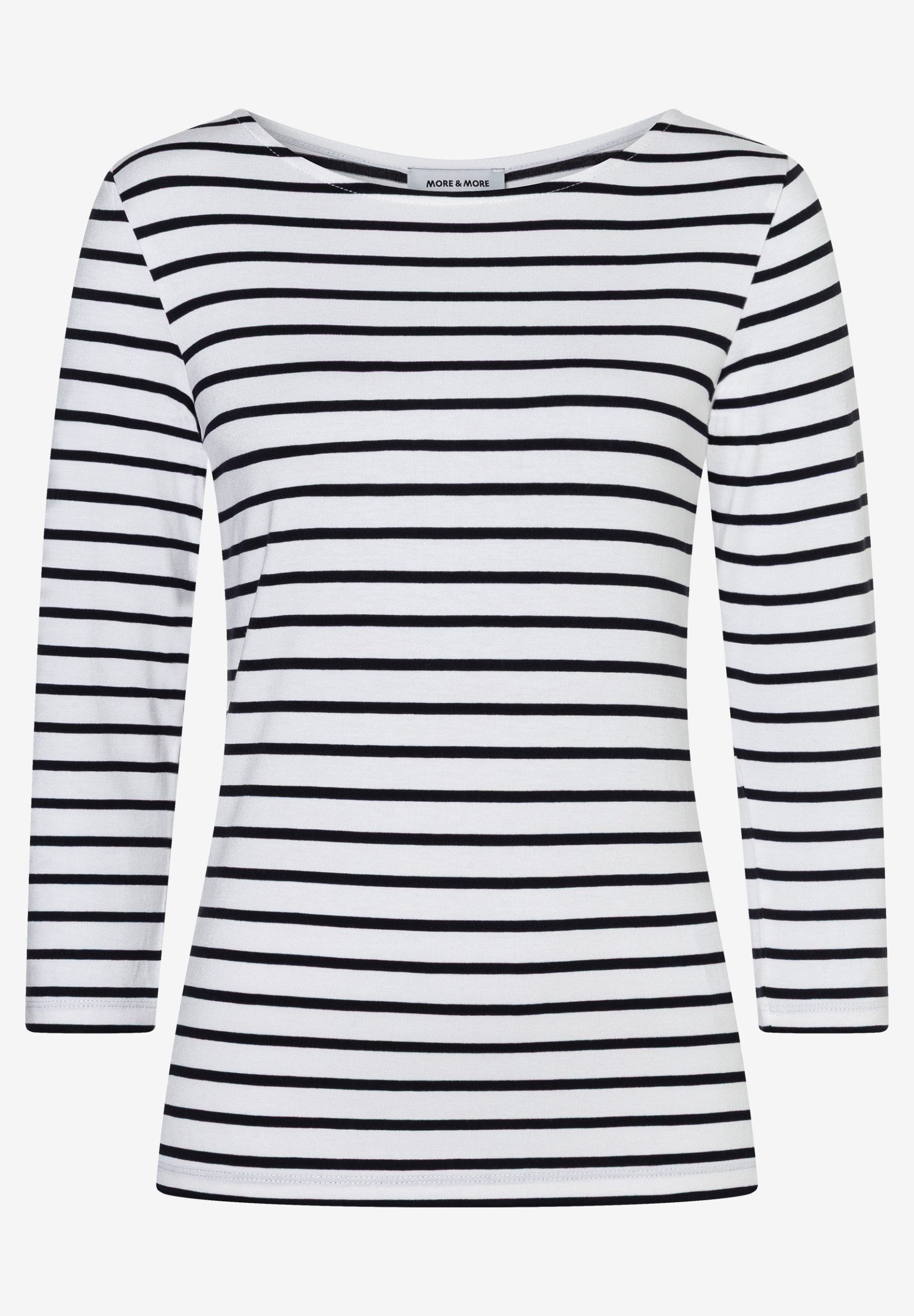 3/4-Arm-Shirt softes Basic-Streifenshirt, 3/4 Arm