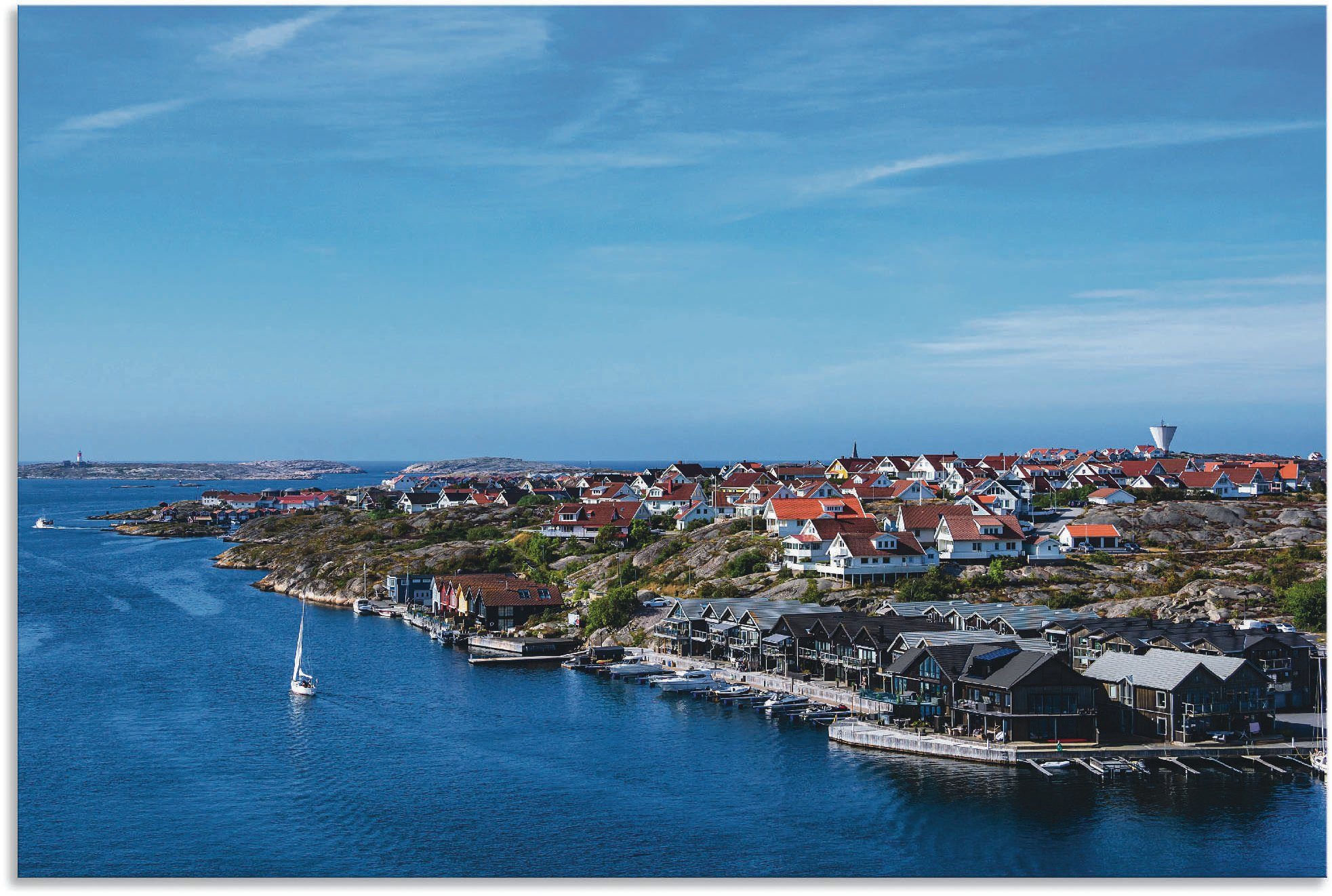 Niedrigster Preis im Land! Artland Wandbild St), oder (1 Leinwandbild, auf in Schweden als in Wandaufkleber Ort Blick Smögen Alubild, Schweden, Poster Größen den versch