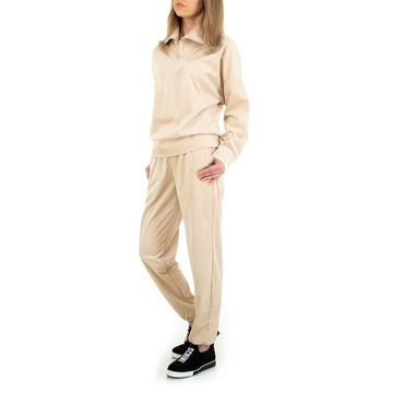 Ital-Design Jogginganzug Damen Freizeit, Zweiteiler in Beige