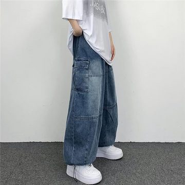FIDDY Jeanshotpants Baggy Jeans Denim Cargo Breite Jogginghose Herren