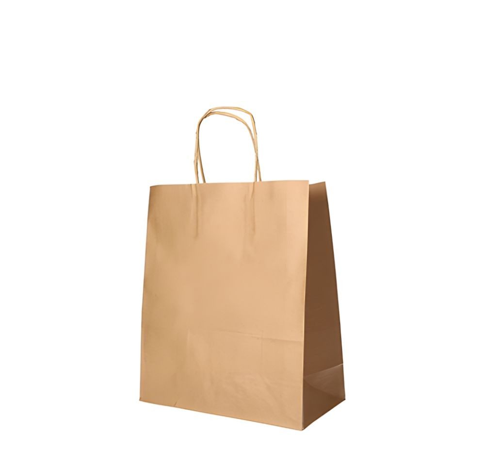 PAPSTAR Tragetasche 250x Tragetaschen Papier 28 x 22 x 10cm braun mit gedrehtem Tragegriff