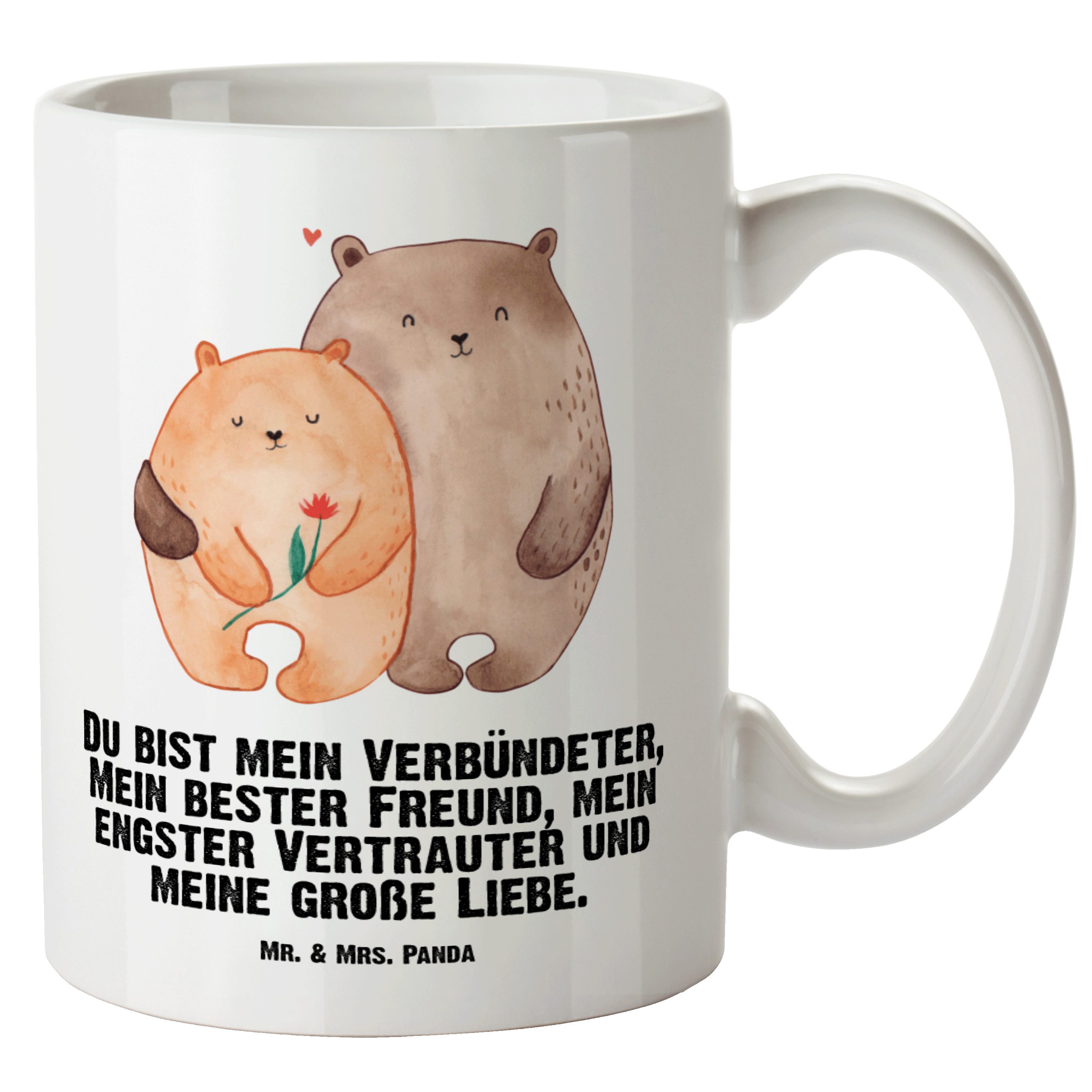 Mr. & Mrs. Panda Tasse Bären Liebe - Weiß - Geschenk, Ehemann, Hocheitstag, spülmaschinenfes, XL Tasse Keramik