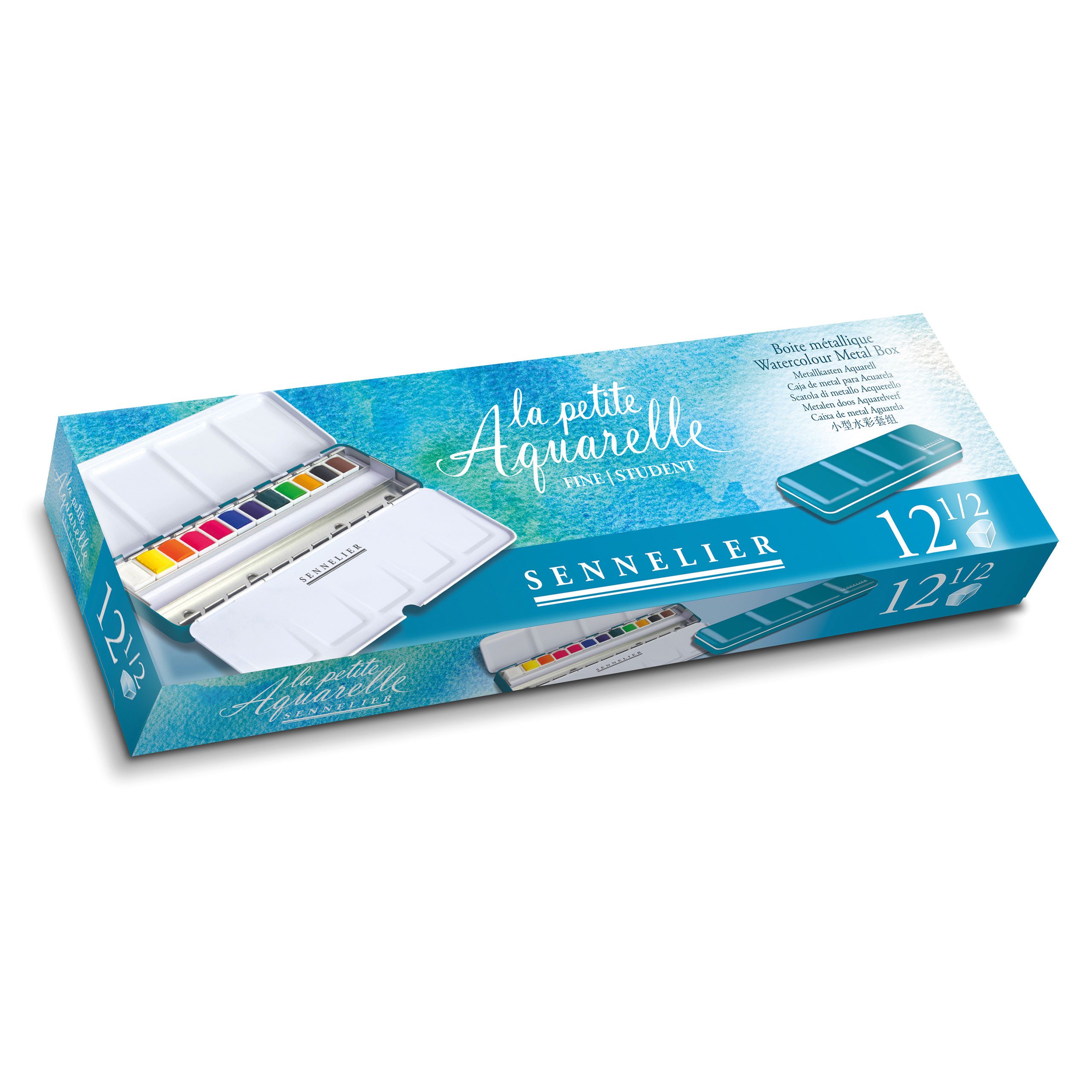 SENNELIER Aquarellfarbe La Petite Metallkasten - 12 halbe Aquarell Näpfchen N131683.02