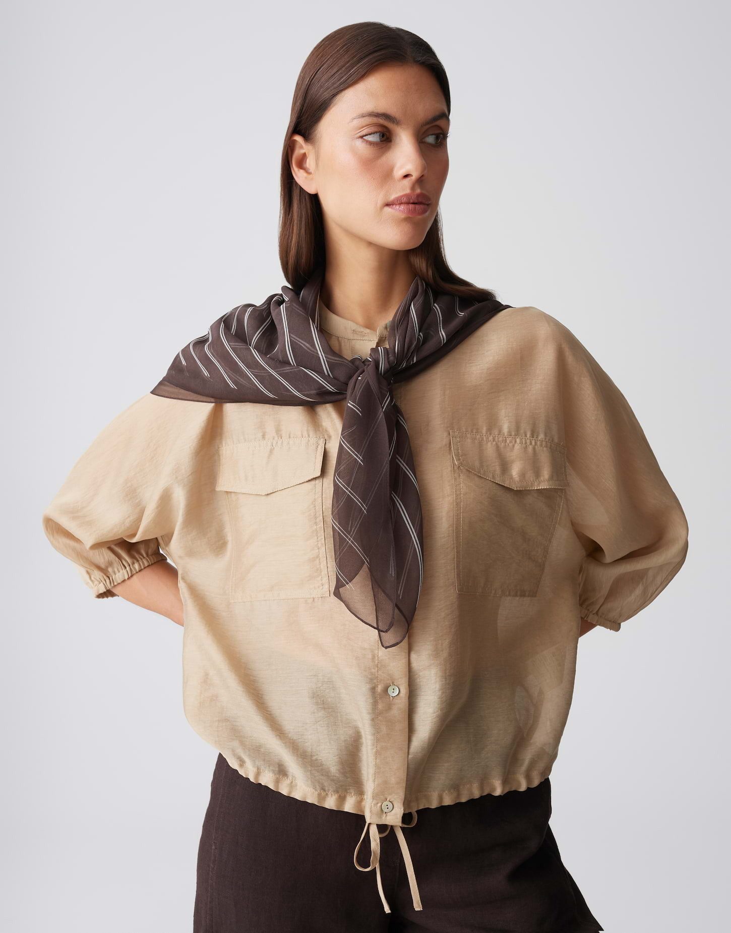 OPUS Halstuch Alinie scarf aus leichter Webware mit Crepe Optik, Ideal für entspannte Casual Looks im Alltag