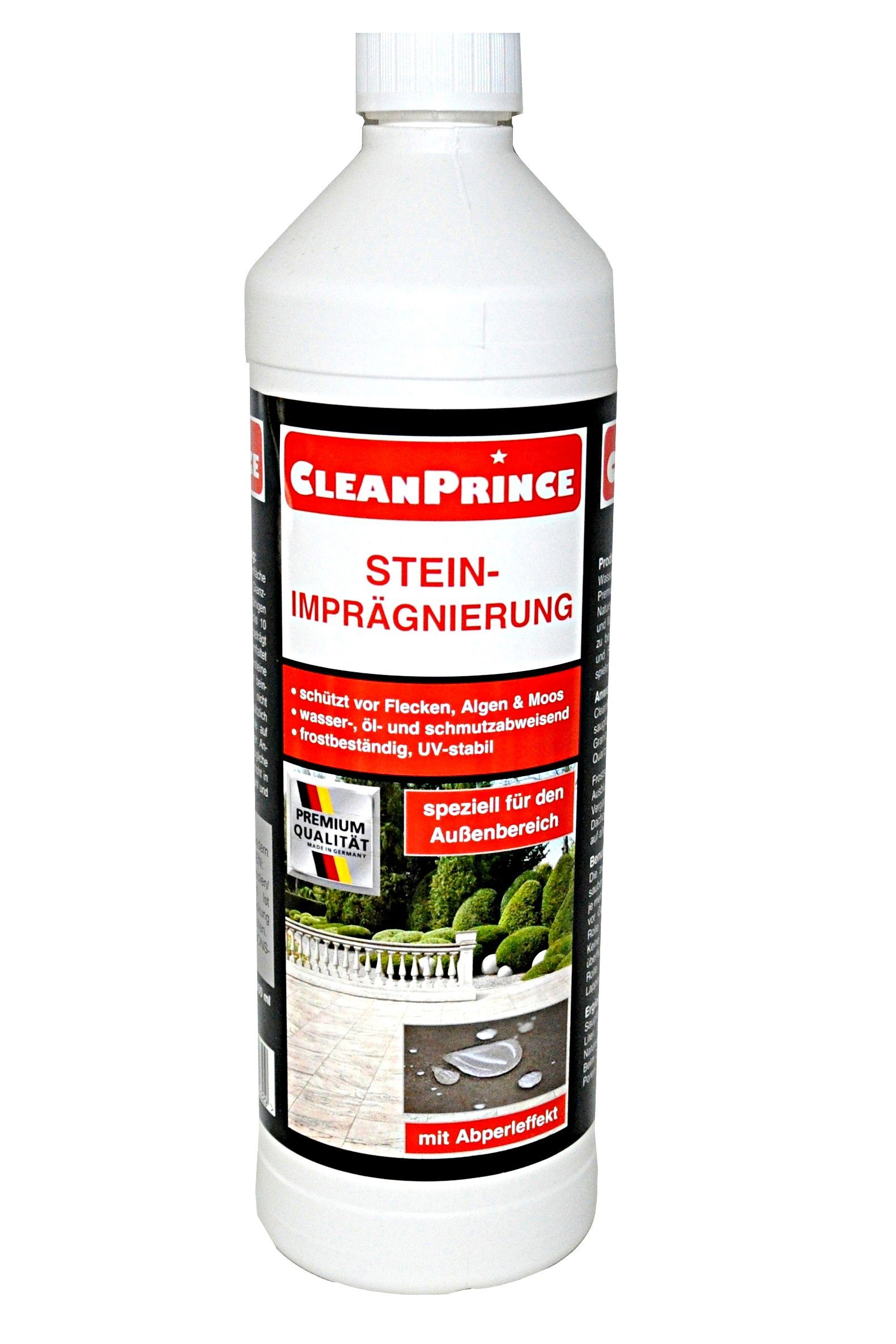 CleanPrince Steinimprägnierung wasserbasierend farblos Naturstein-Imprägnierung, diffusionsoffene, gebrauchsfertige Premium-Imprägnierung
