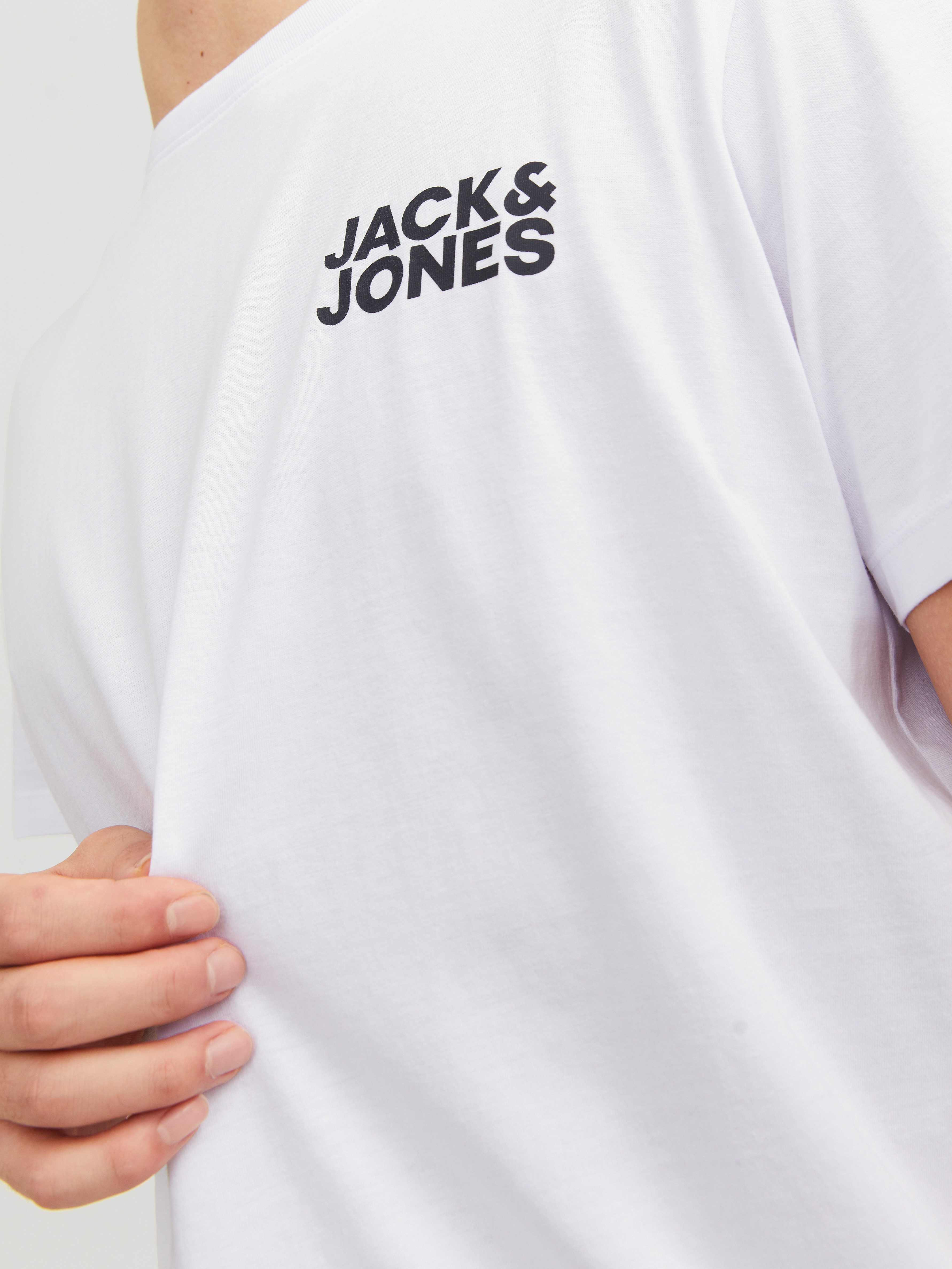 Jack & Jones T-Shirt JJECORP Herren-Tee mit figurbetonter Silhouette bedruckt, modisch, schmal, Baumwolle, Rundhals