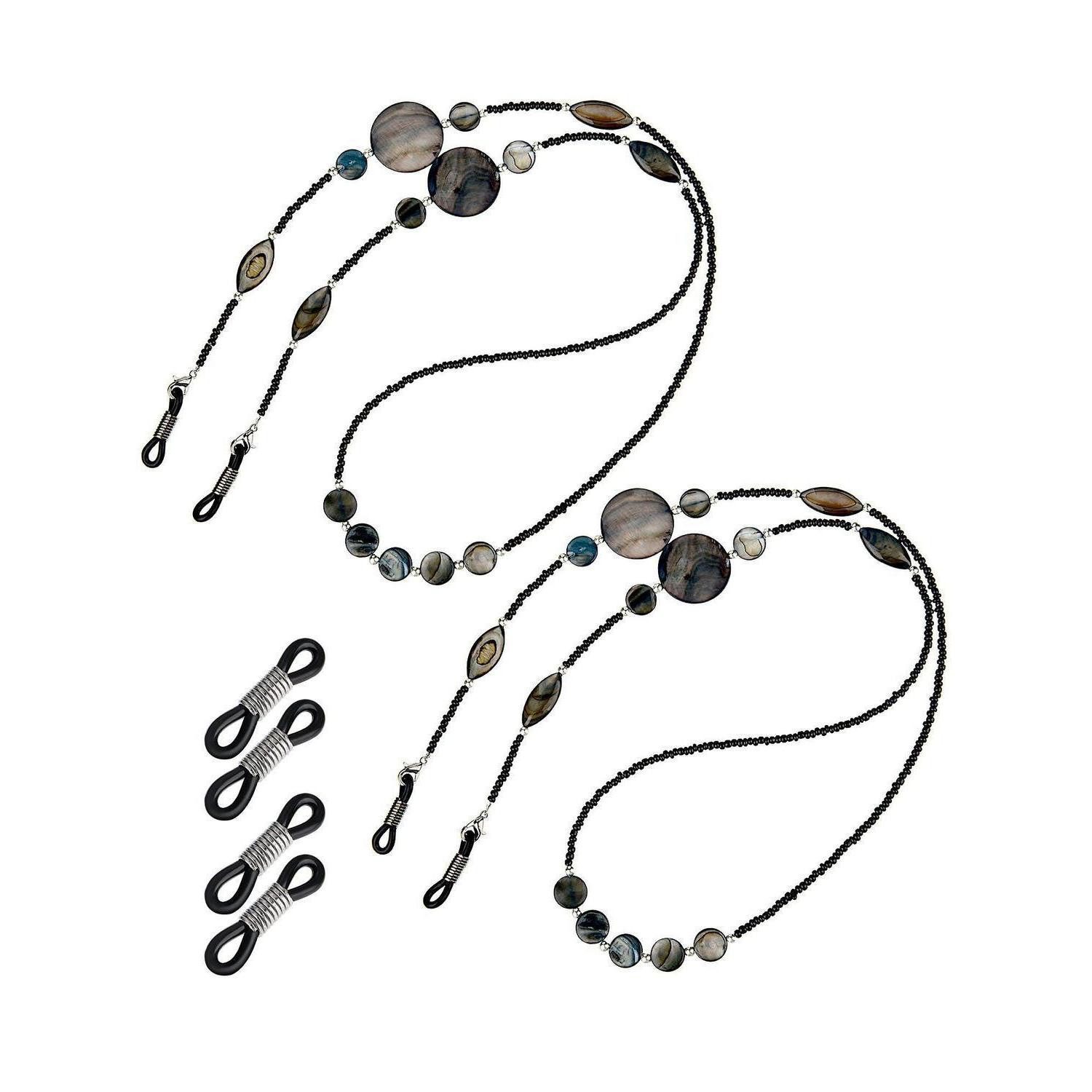 LuxusKollektion Brillenkette Brillenkette Perlen 2er-Set Schwarz