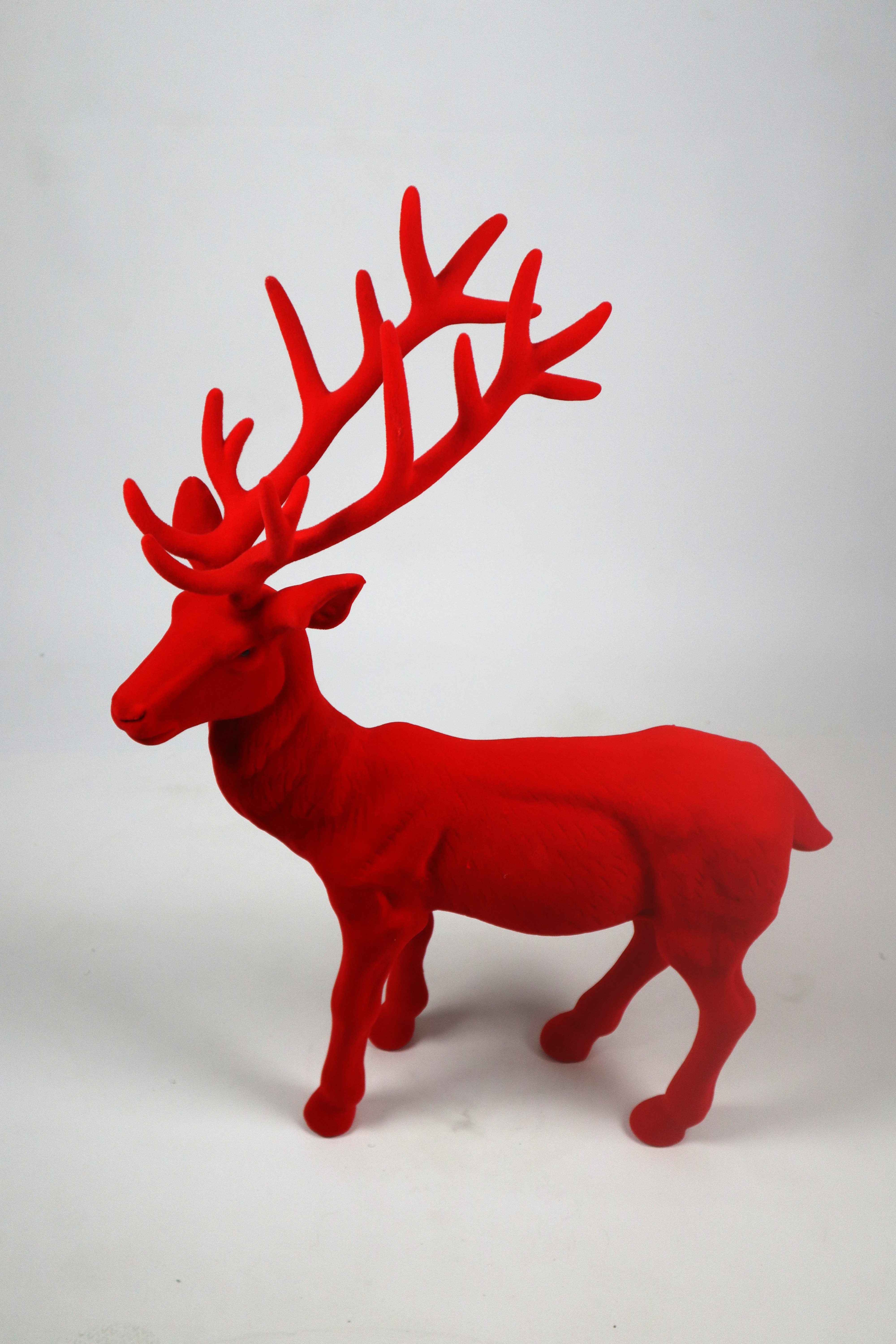 AM Design Weihnachtsfigur Rentier stehend mit samtweichem Flock, aus Kunststoff, Höhe 76 cm, in verschiedenen Farben